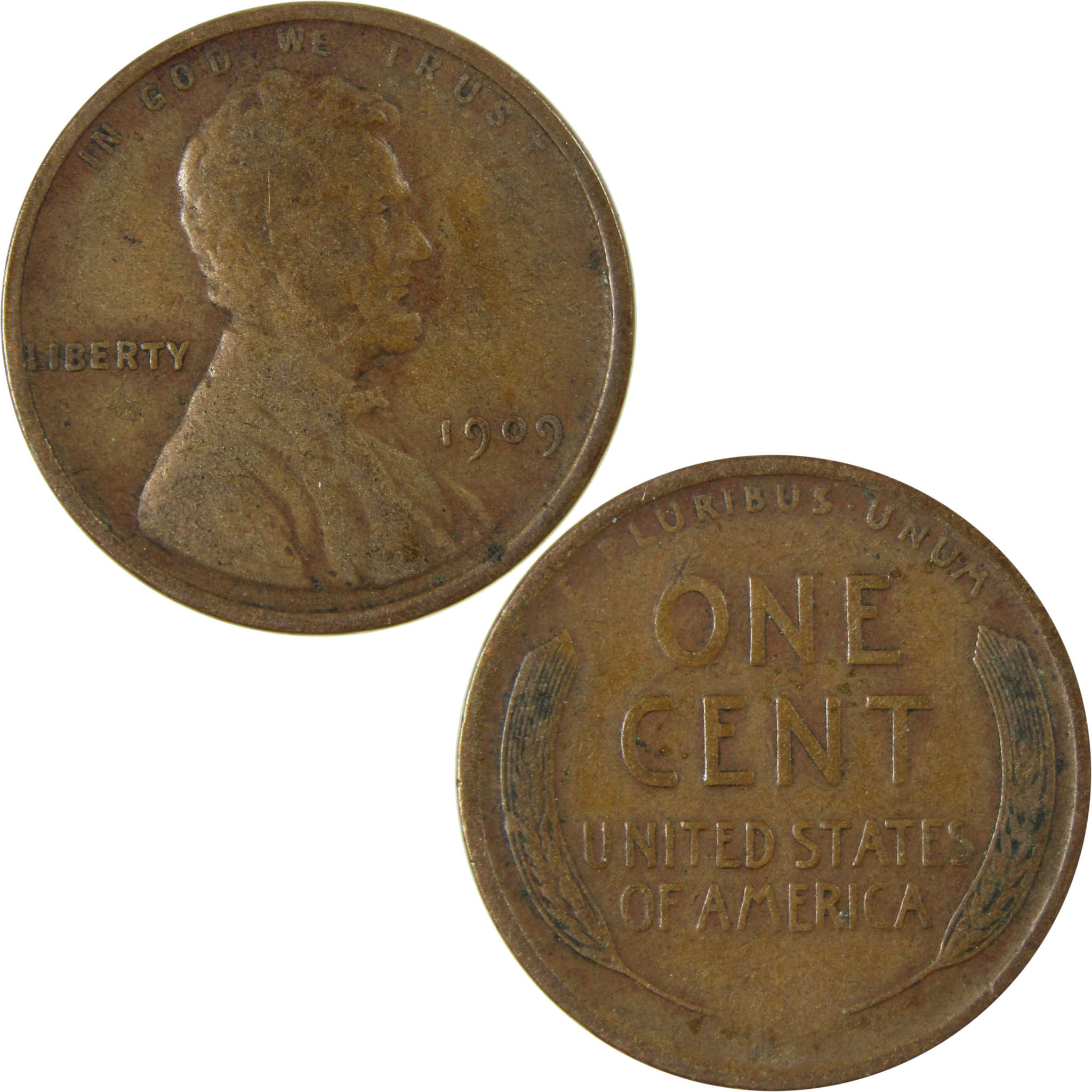 1909 Lincoln Wheat Cent F Fine Penny 1c Coin Collectible SKU:I26328