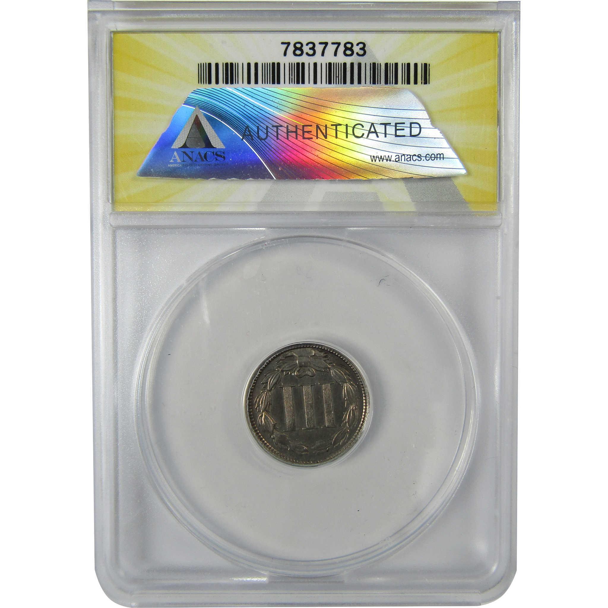 1867 Nickel Three Cent Piece MS 60 Details ANACS SKU:CP591