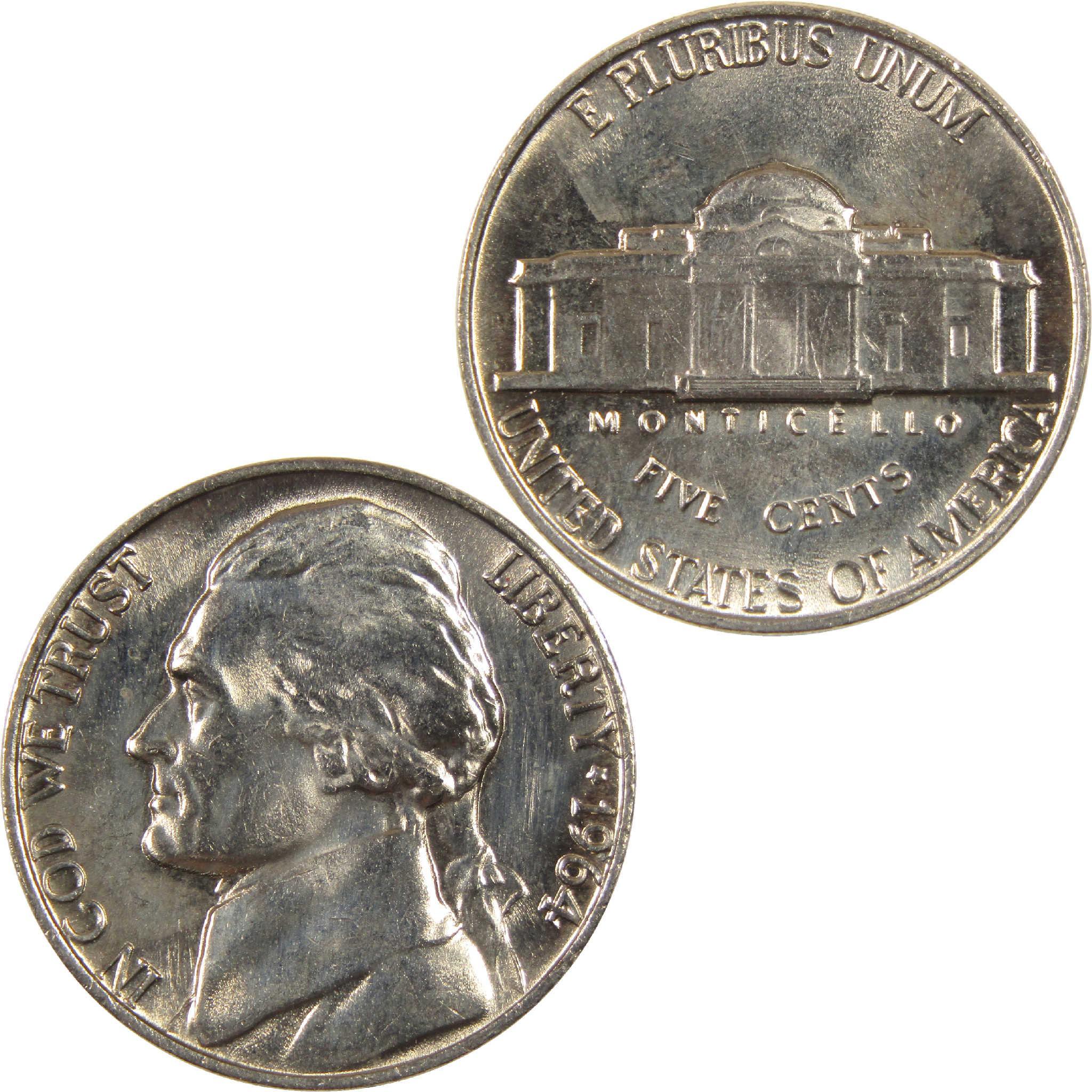 1964 Jefferson nickel collectible coin, obverse and reverse sides displayed