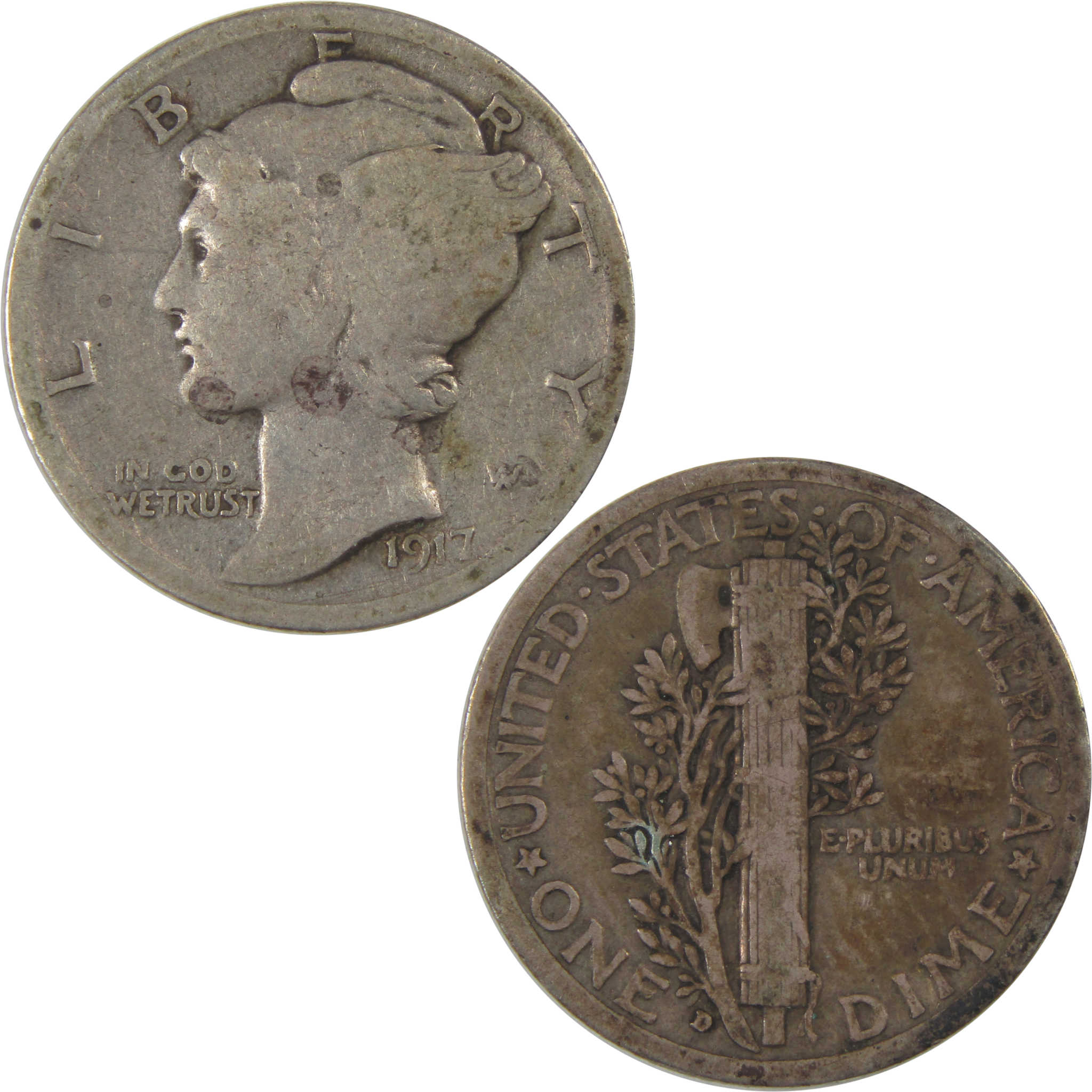 1917 D Mercury Dime VG Very Good Silver 10c Coin SKU:I23735