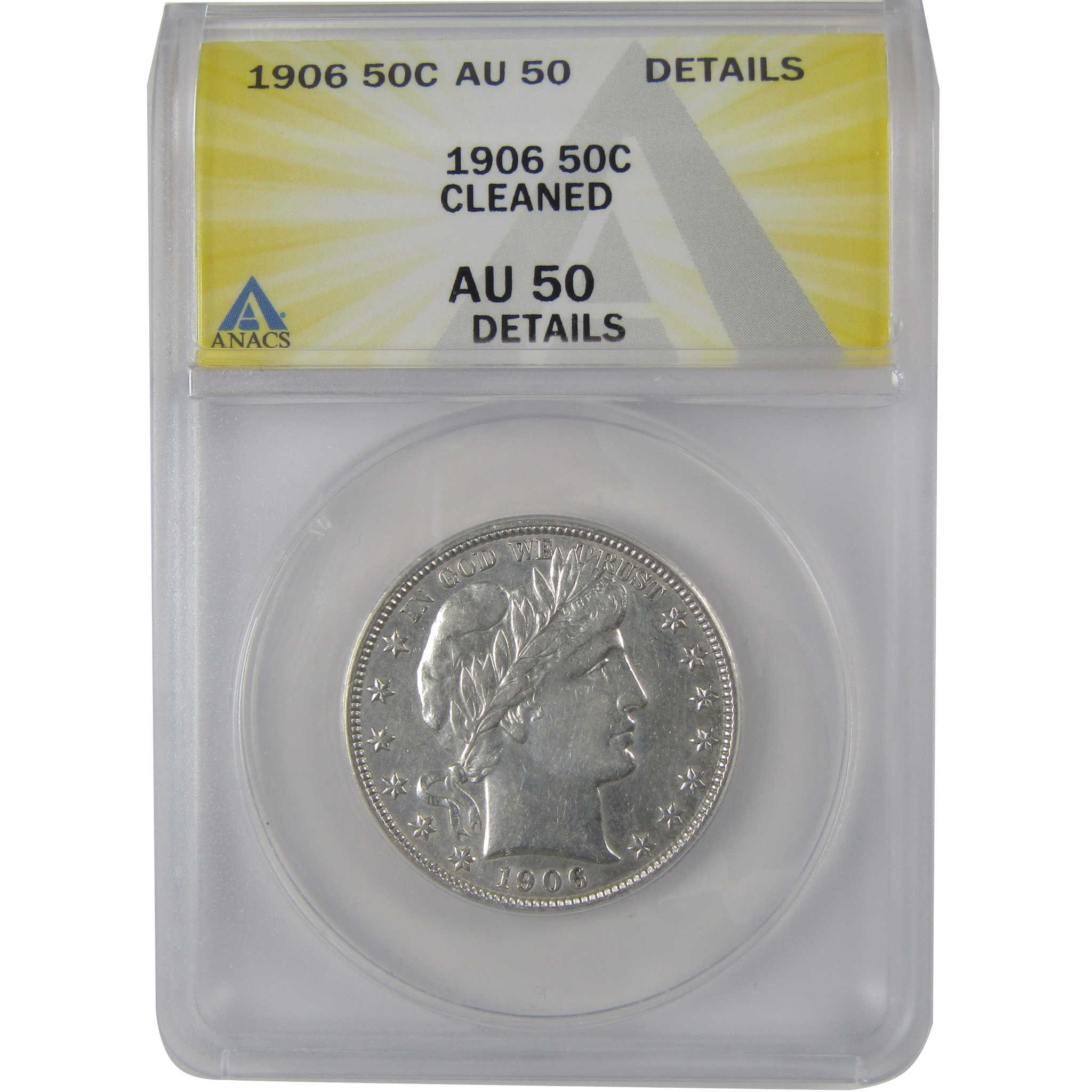1906 Barber Half Dollar AU 50 Details ANACS Silver 50c Coin SKU:CP129
