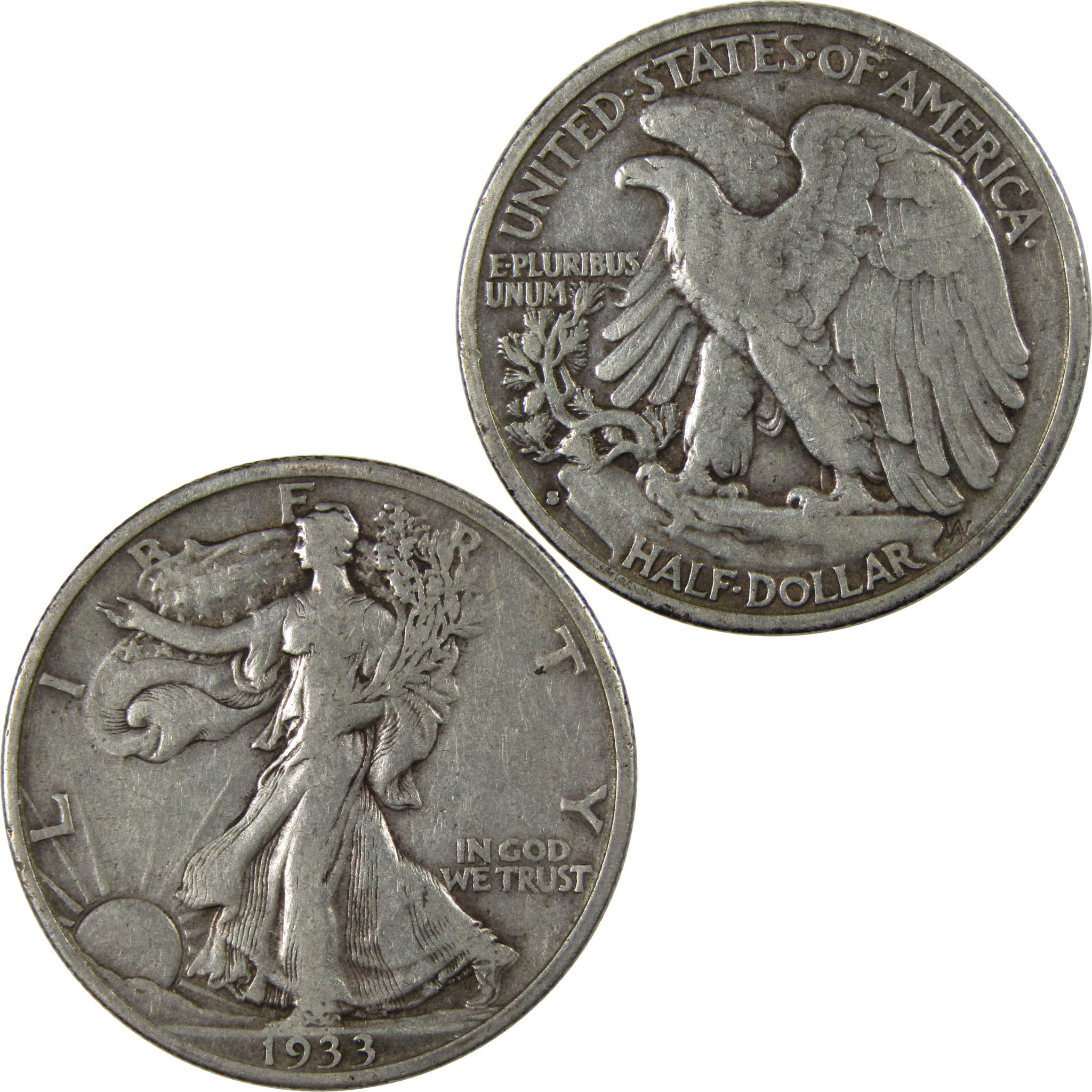 1933 S Liberty Walking Half Dollar VF Very Fine Silver SKU:I23452