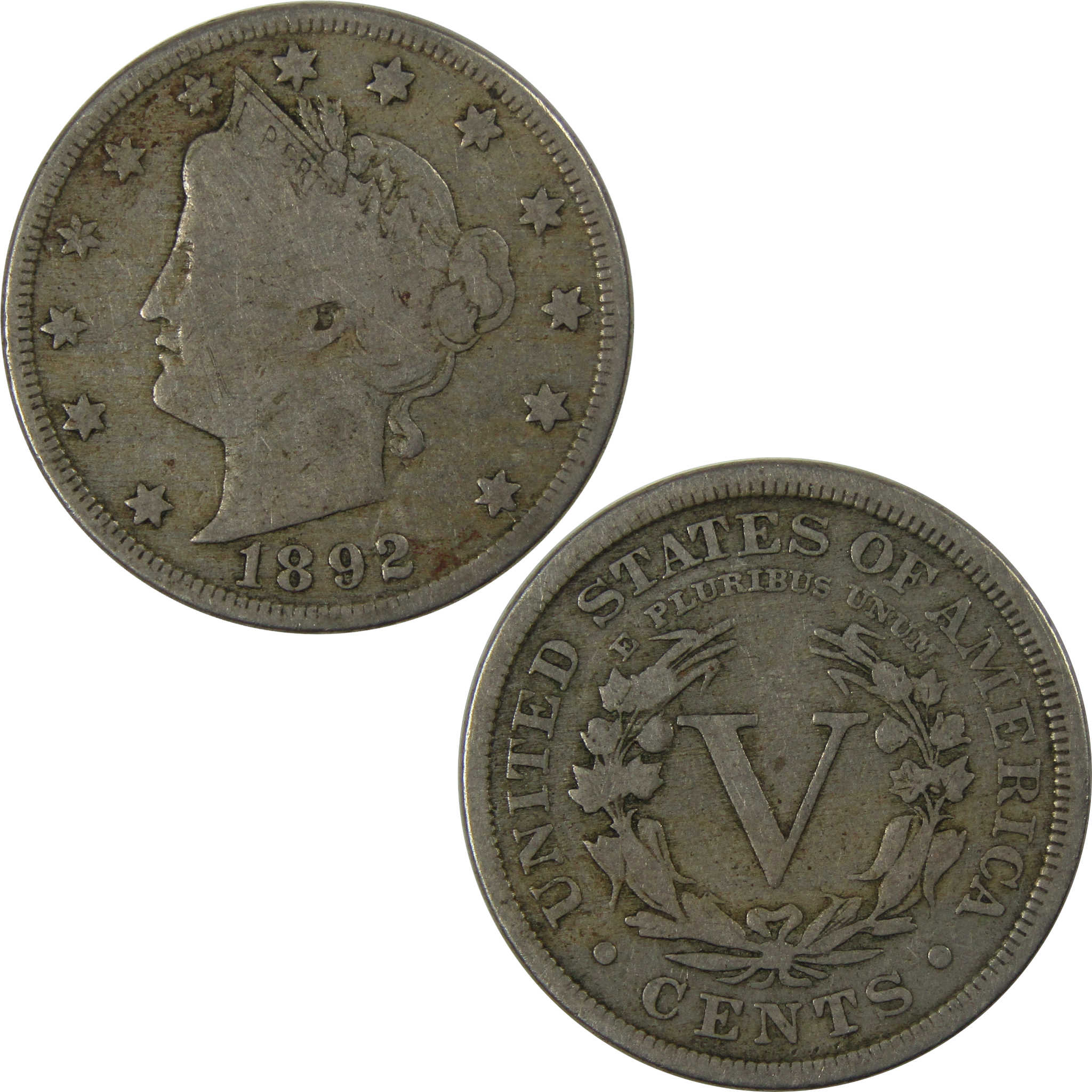 1892 Liberty Head V Nickel F Fine 5c Coin Collectible SKU:I23460