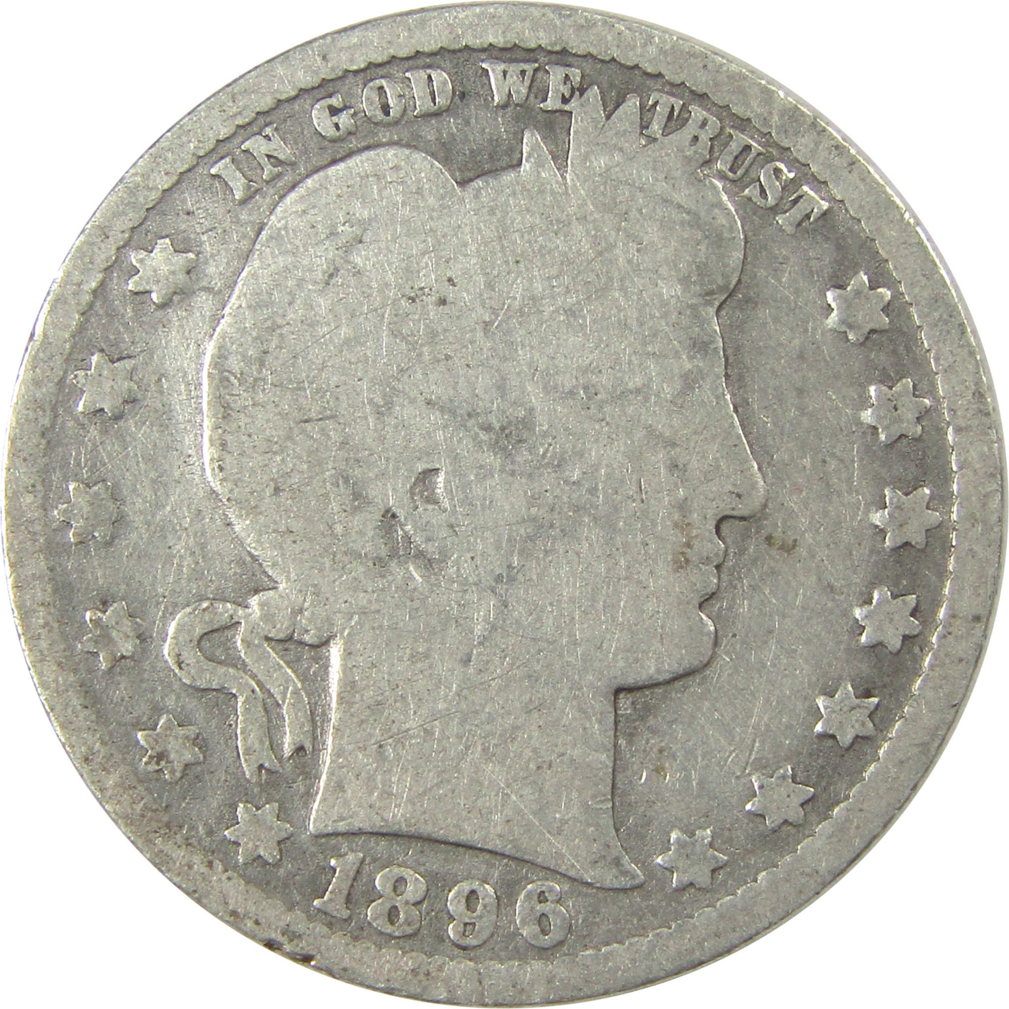 1896 O Barber Quarter AG About Good Silver 25c Coin SKU:I21851