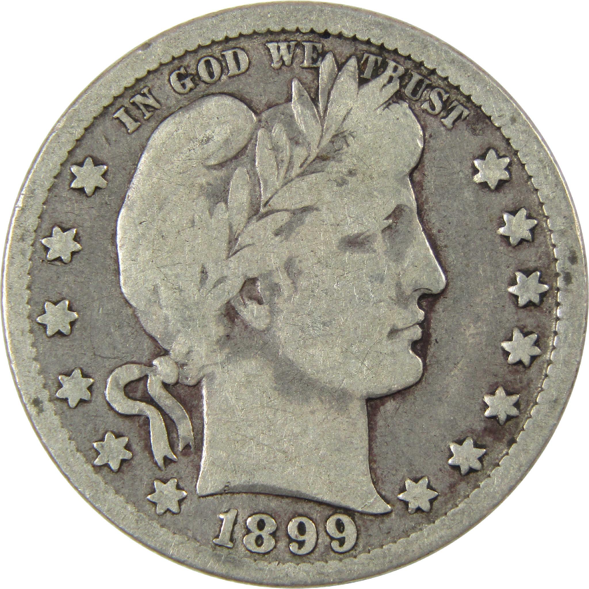 1899 O Barber Silver Quarter VG Very Good 25c Coin Collectible