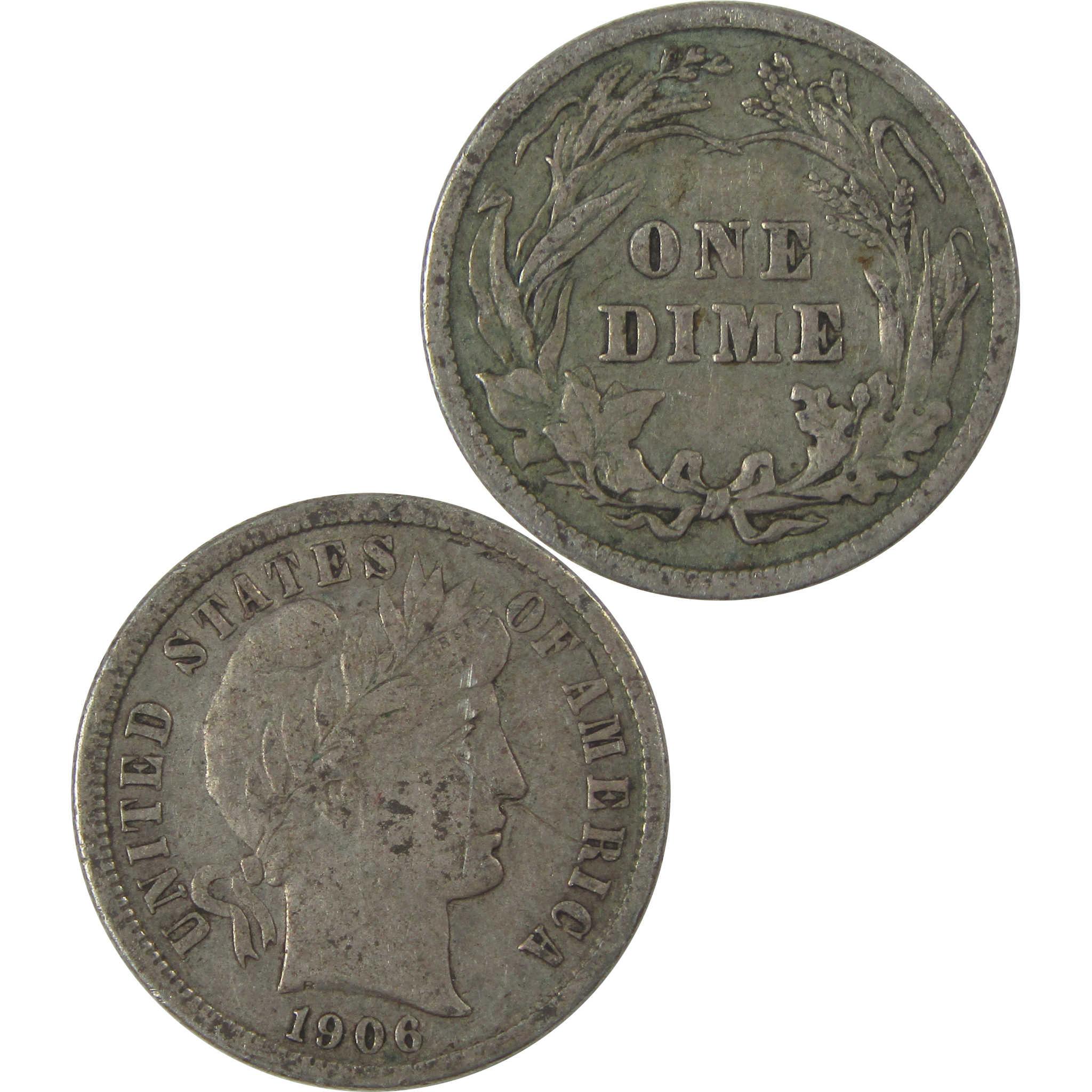 1906 Barber Dime XF EF Extremely Fine Silver 10c Coin SKU:I21116