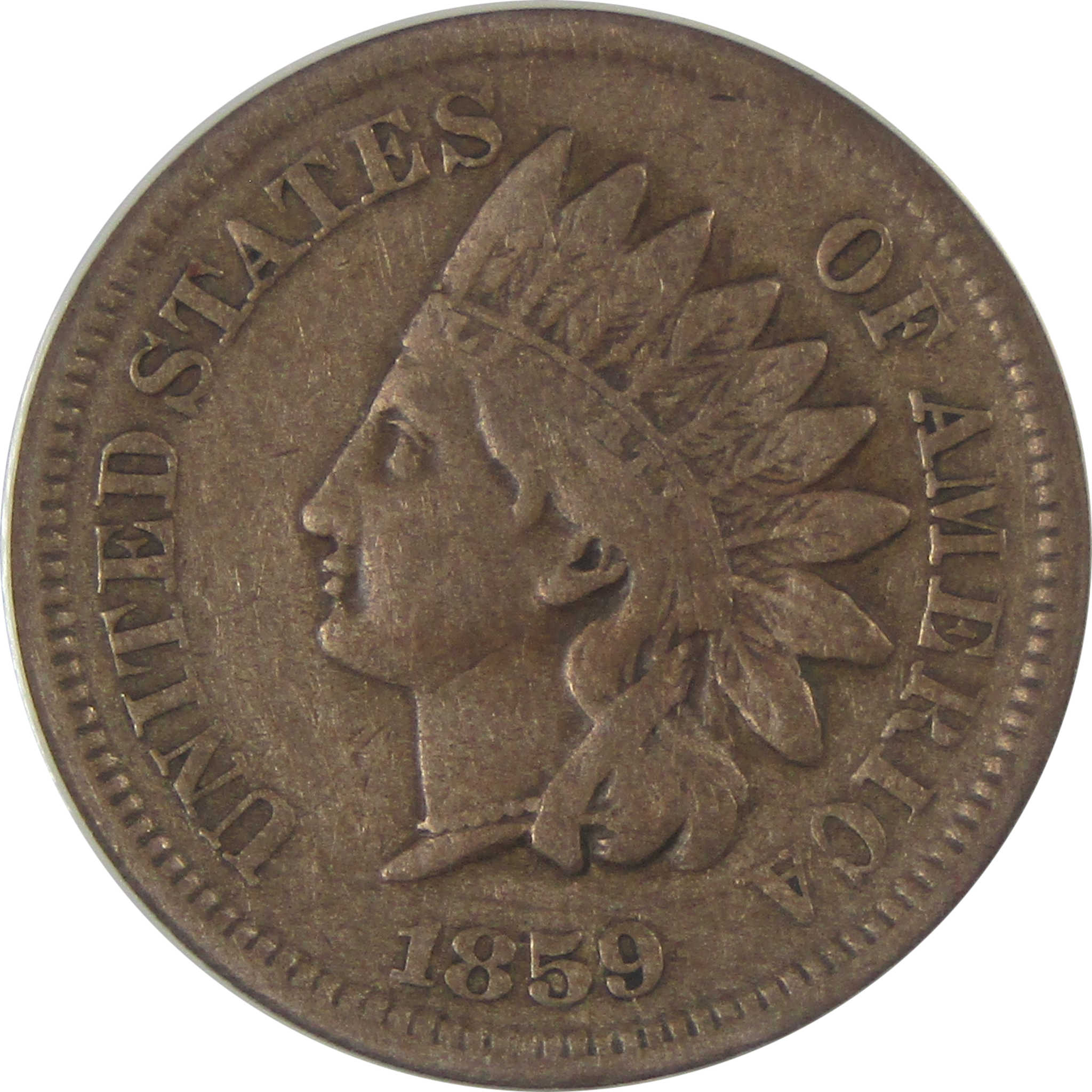 1859 Indian Head Cent VF 25 Details ANACS Penny 1c Coin SKU:CP178