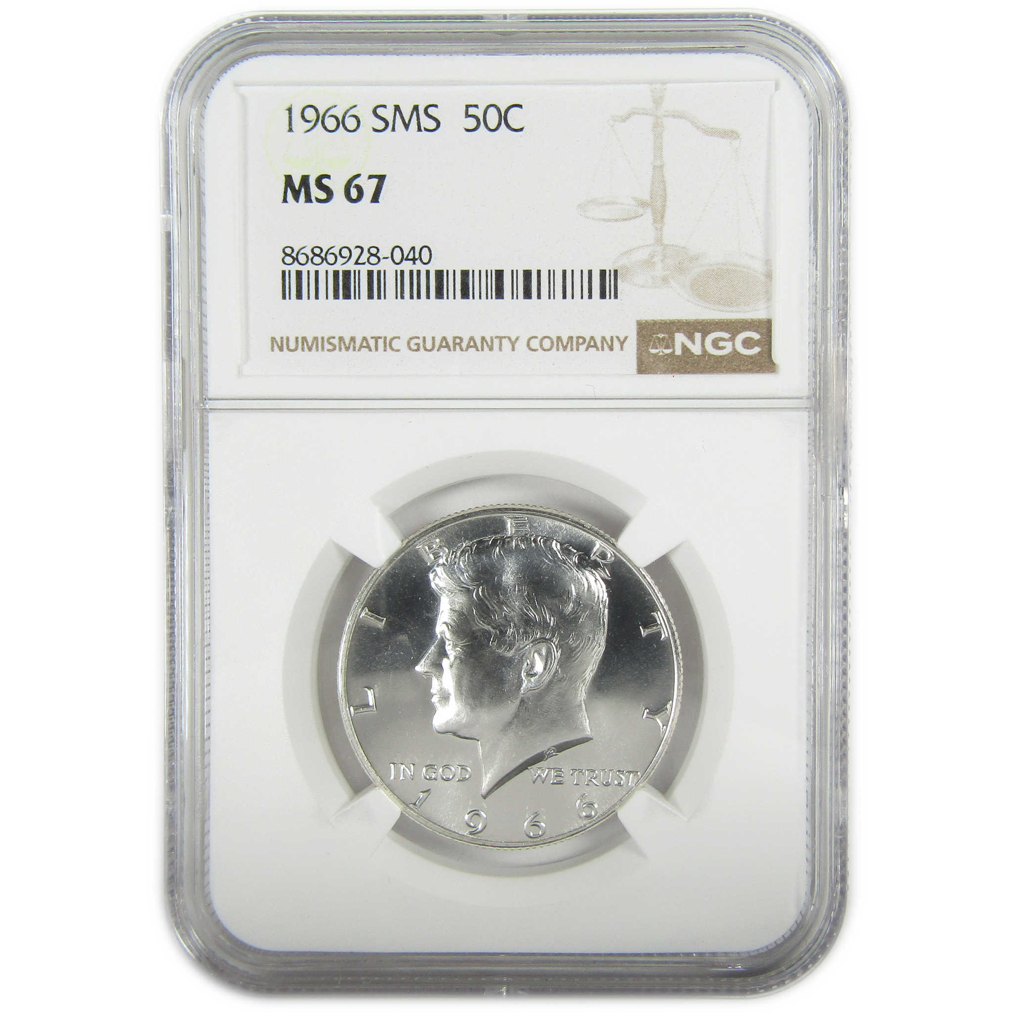 1966 SMS Kennedy Silver Half Dollar MS 67 NGC Uncirculated SKU:I27391