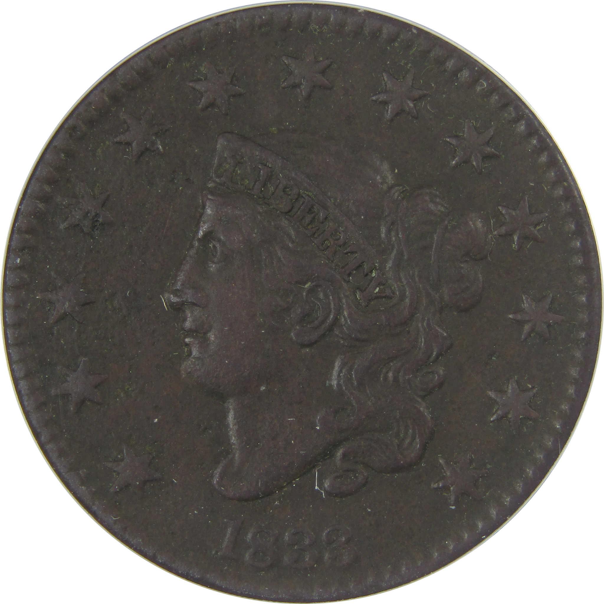 1833 Coronet Head Large Cent EF 40 Details ANACS Copper SKU:CPC1142