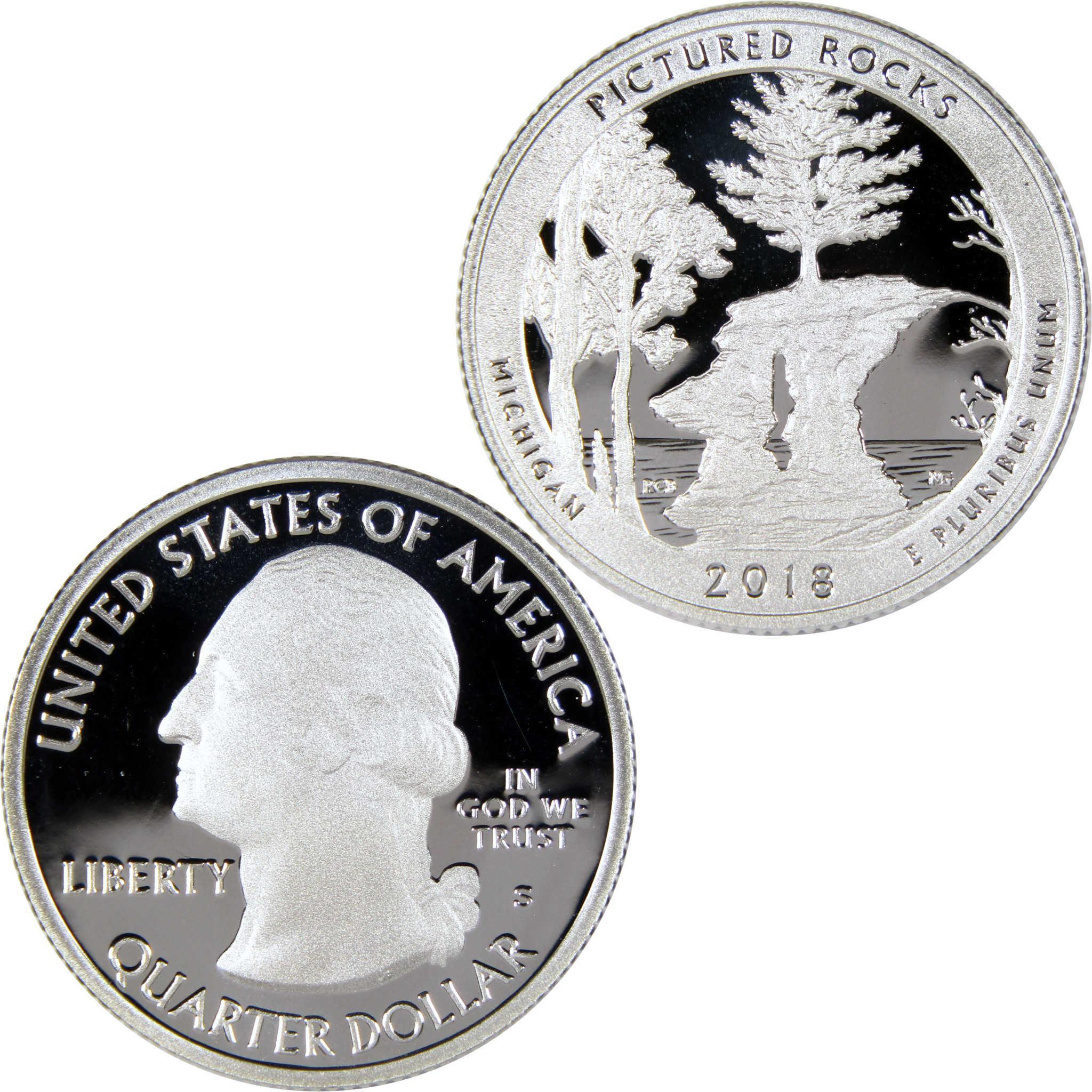2018 Michigan Pictured Rocks America the Beautiful quarter dollar, obverse and reverse sides