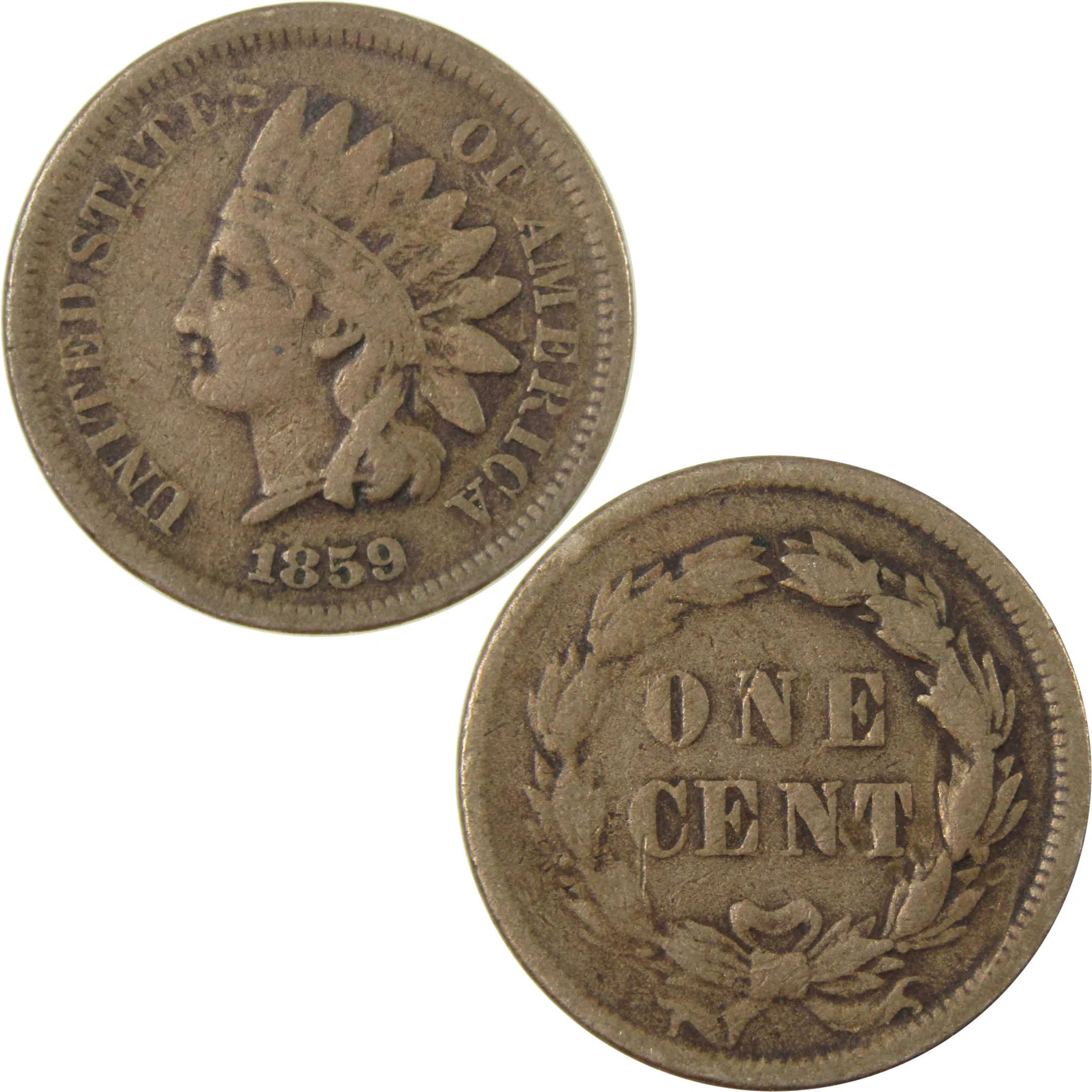 1859 Indian Head Cent F Fine Penny 1c Coin Collectible SKU:CP1261