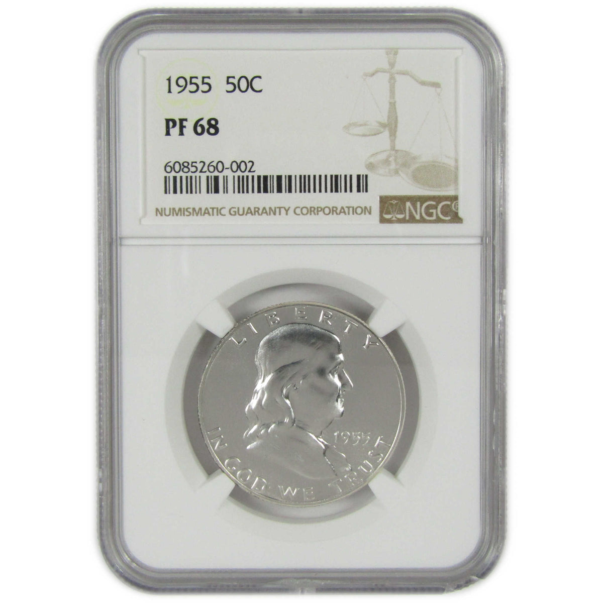 1955 Franklin Silver Half Dollar PF 68 NGC Proof 50c Coin SKU:I28806