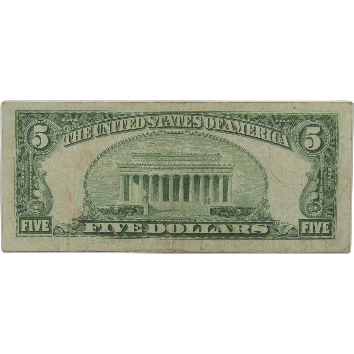 1953 $5 Small Size Silver Certificate Repeater Note VG Very Good
