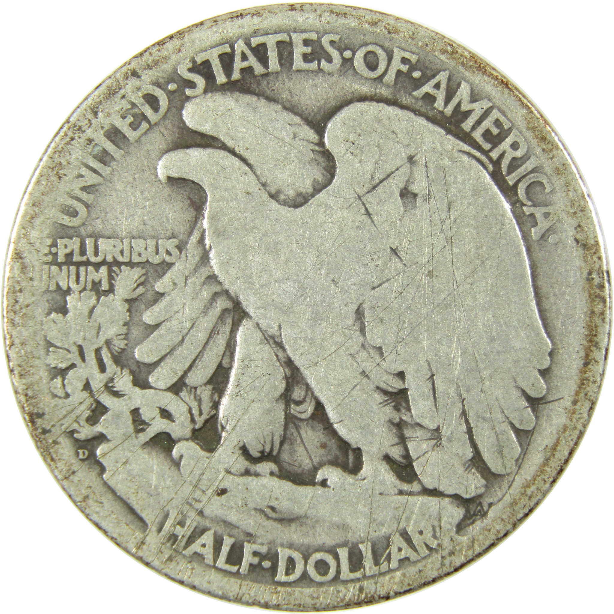 1919 D Liberty Walking Silver Half Dollar AG About Good SKU:I24113