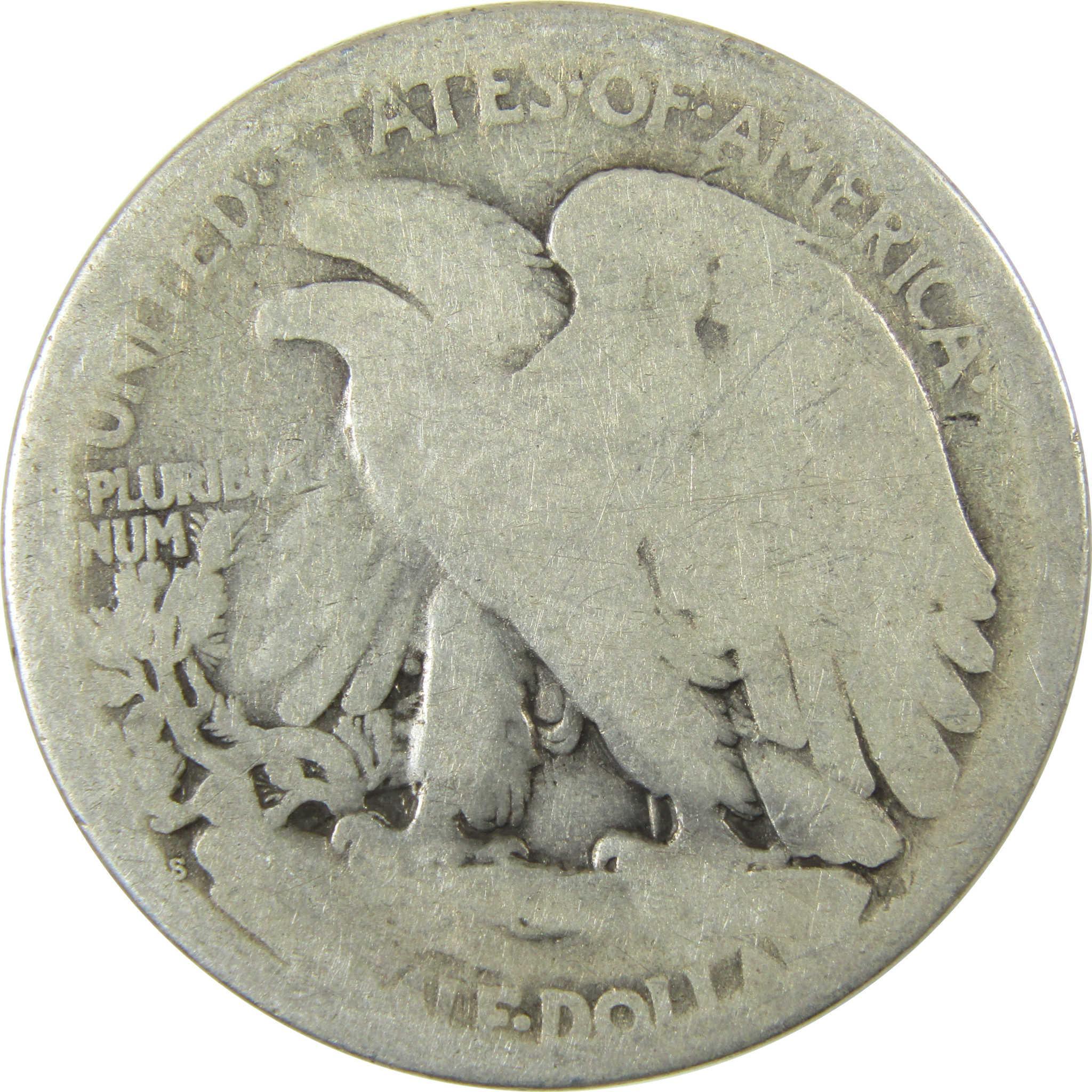1921 S Liberty Walking Silver 50c AG About Good Details SKU:CP1433