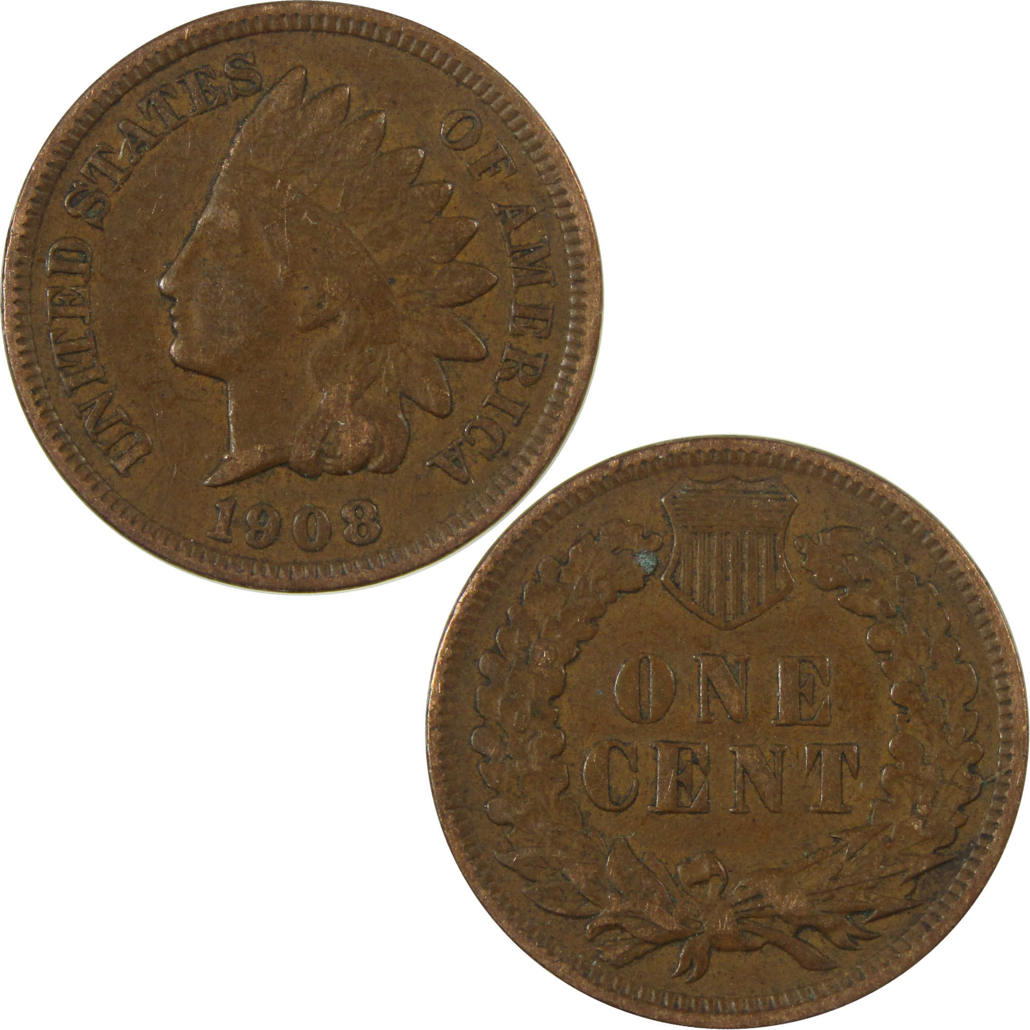 1908 Indian Head Cent VF Very Fine Penny 1c Coin SKU:I26960