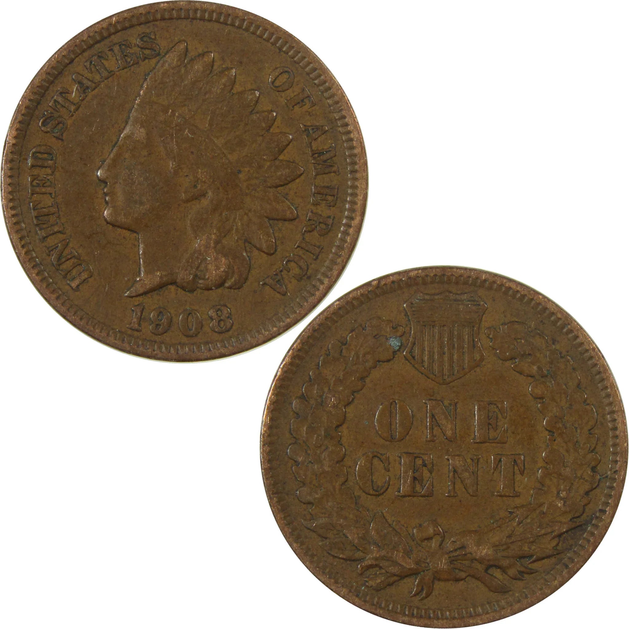 1908 Indian Head Cent VF Very Fine Penny 1c Coin SKU:I26960