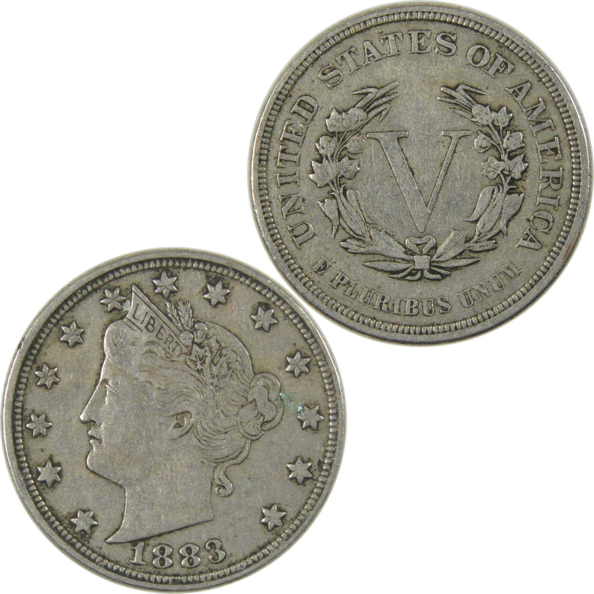 1883 No Cents Liberty Head V Nickel VF Very Fine 5c Coin SKU:I27246