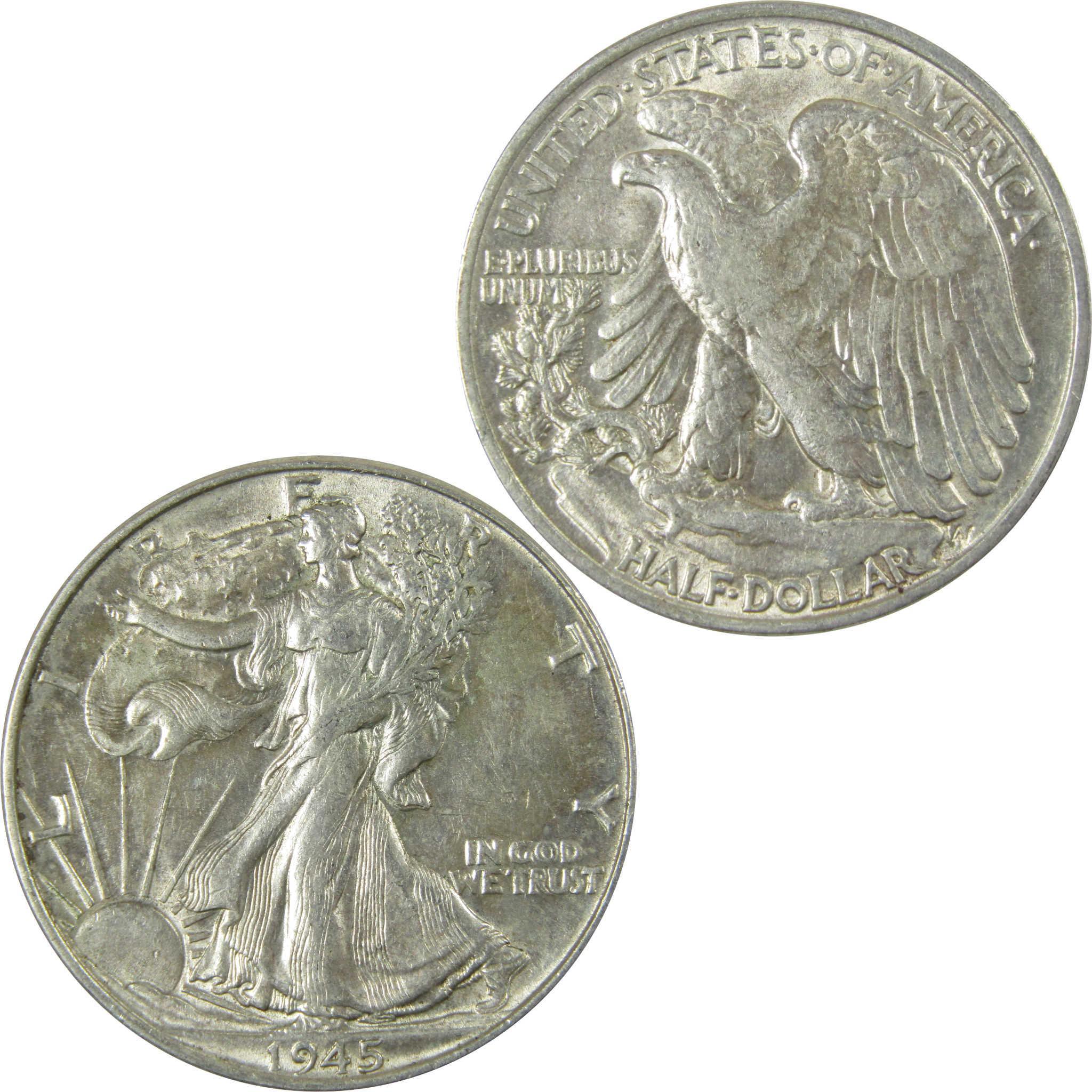 1945 Liberty Walking Silver 50cAU About Uncirculated SKU:CP538