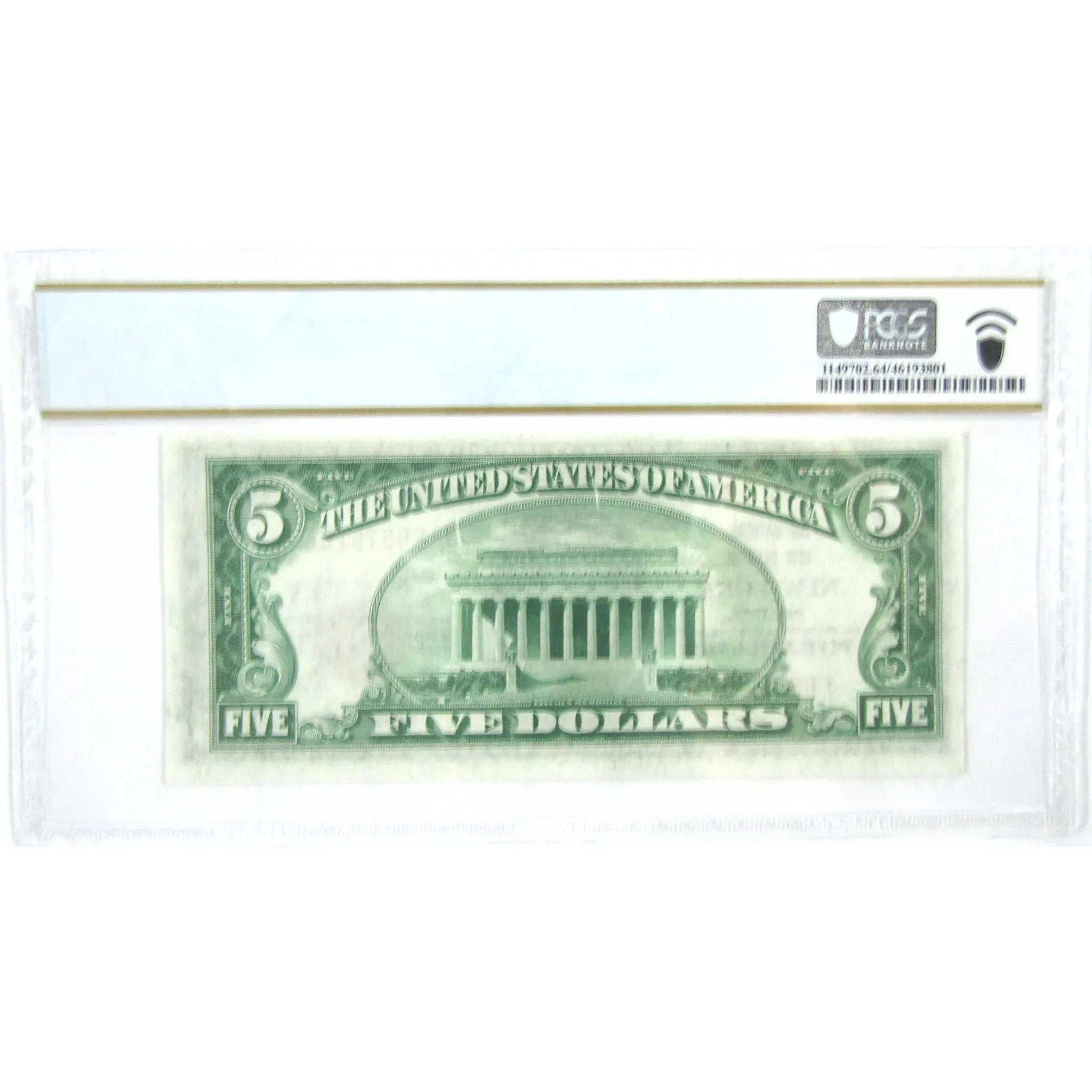 1929 $5 National Banknote New York Charter 1461 F1800 64 PPQ PCGS