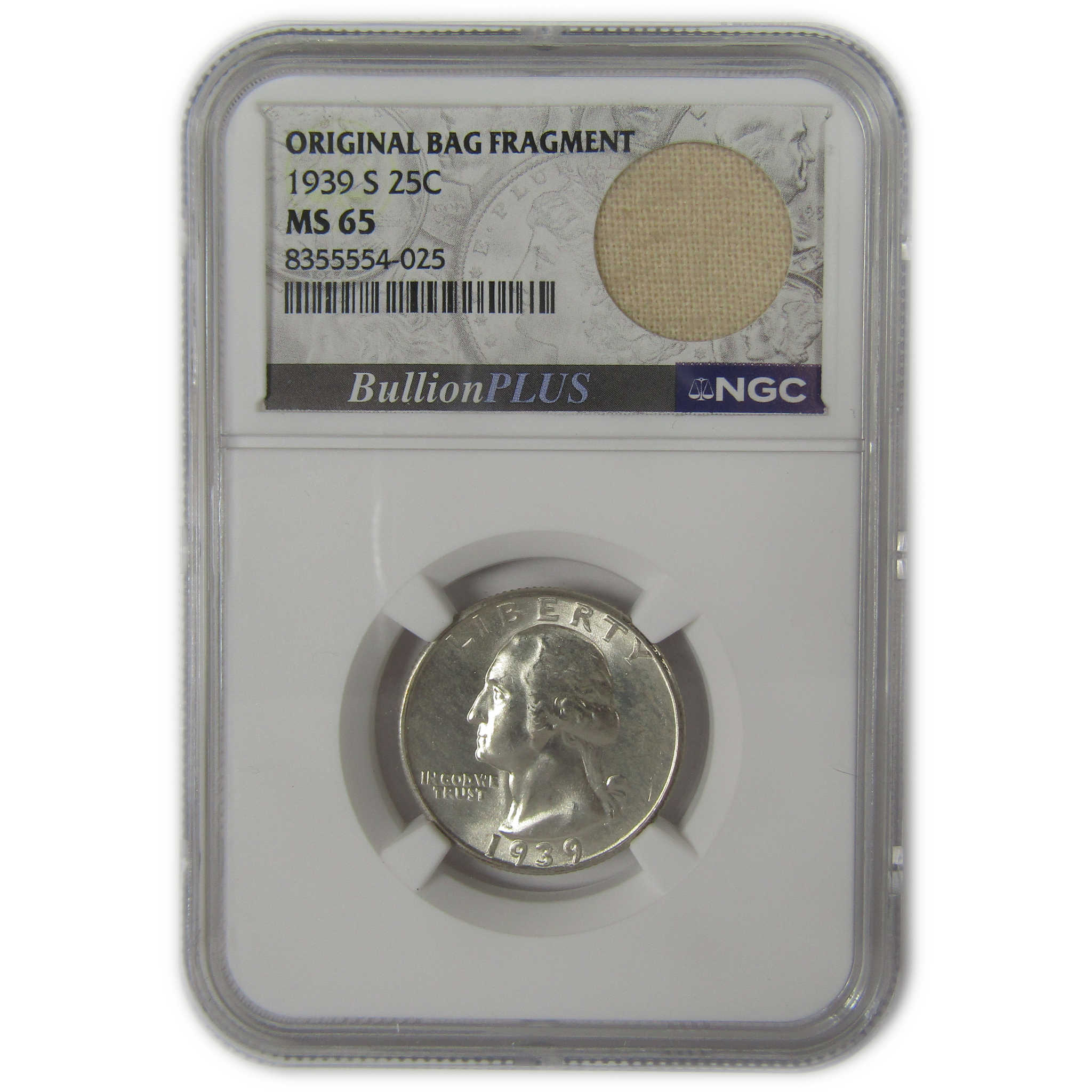 1939 S Washington Quarter MS 65 NGC Original Bag Fragment SKU:I22593
