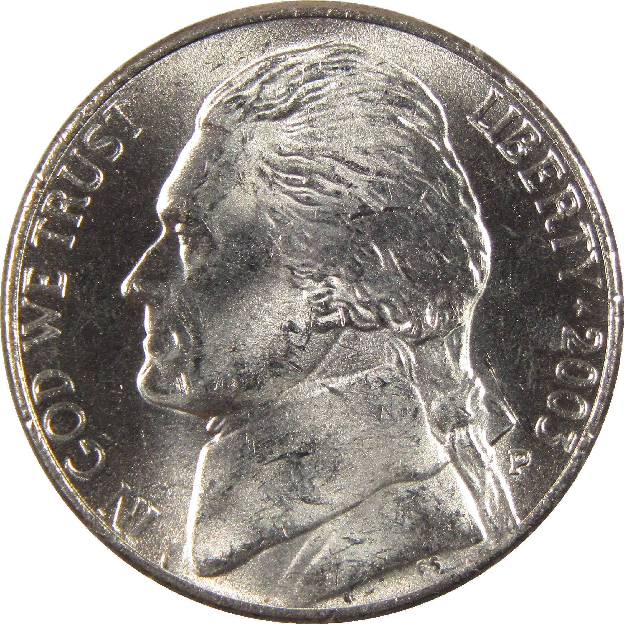 2003 P Jefferson Nickel Uncirculated 5c Coin