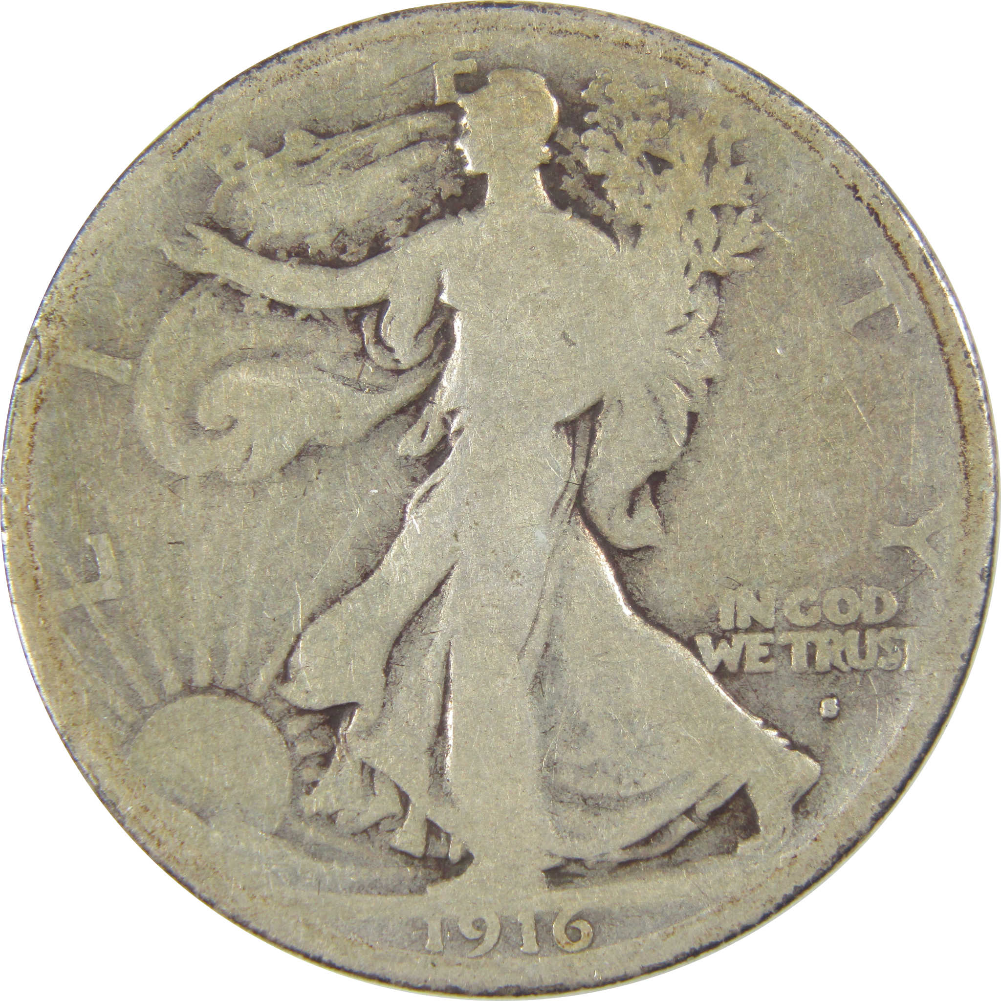 1916 S Liberty Walking Half Dollar AG Details Silver SKU:I23431