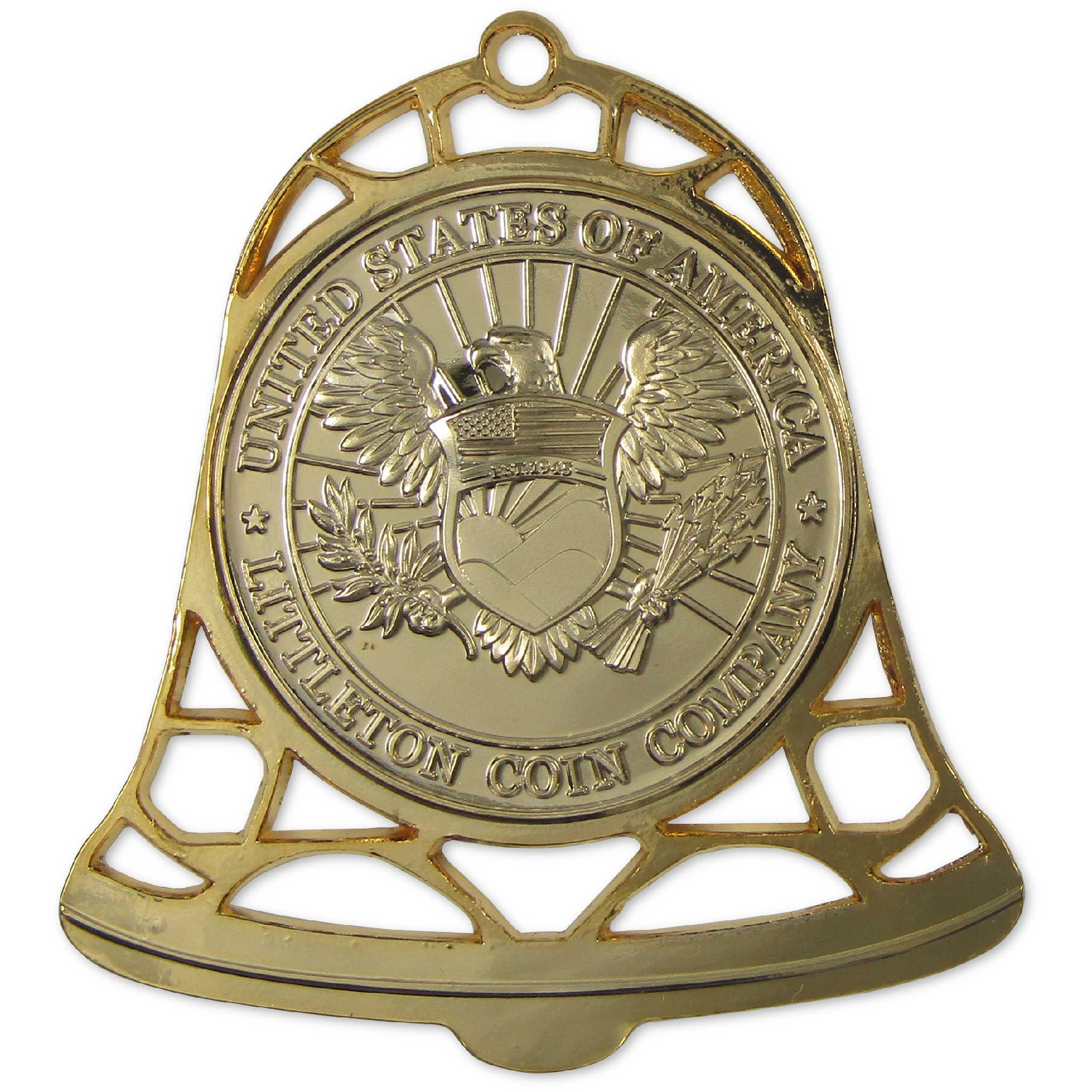 Gold-Plated Nativity Bell Ornament Littleton Coin Company