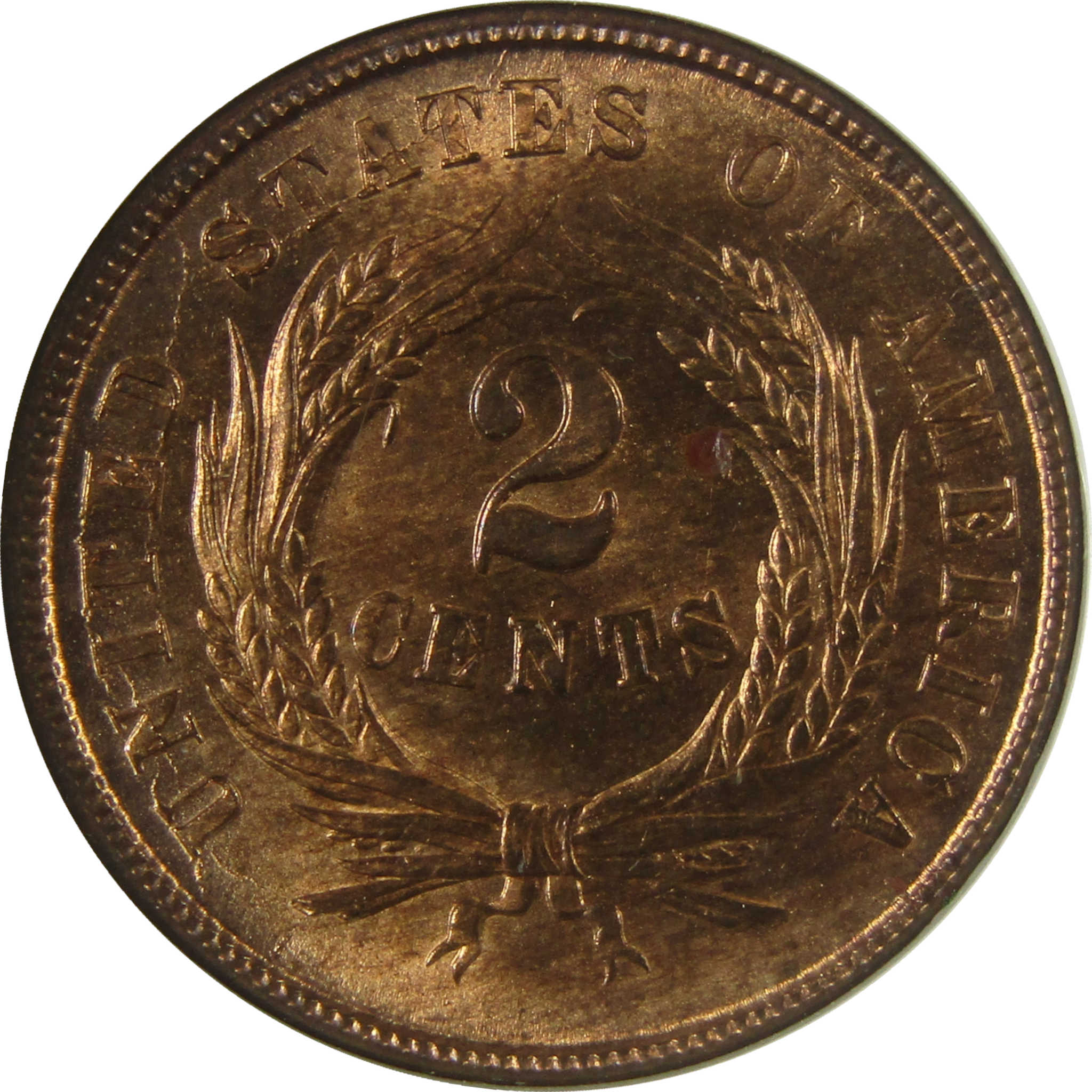 1864 Large Motto Two Cent Piece MS 64 RB NGC CAC SKU:CP1545