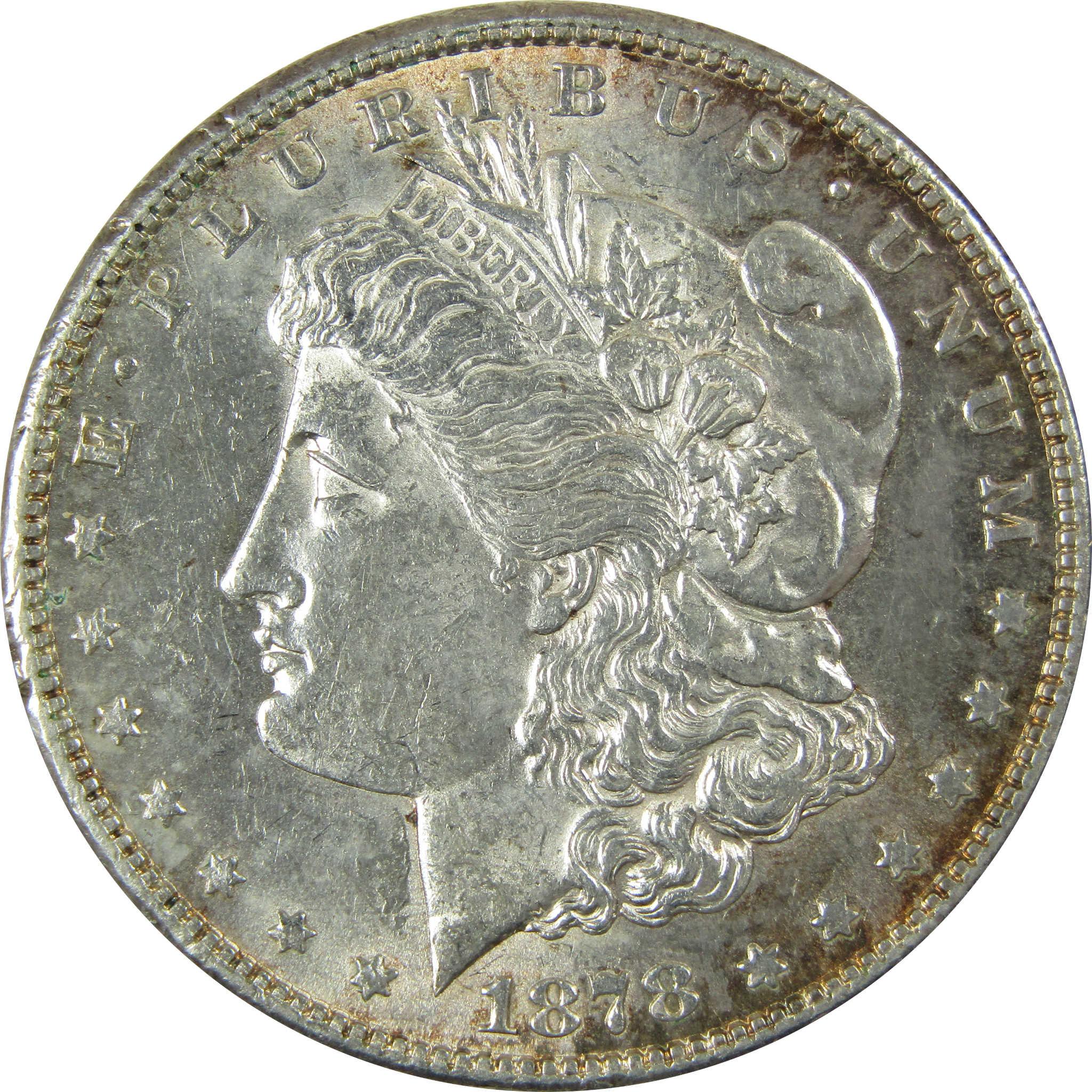 1878 S Morgan Silver Dollar AU About Uncirculated $1 Coin SKU:I26286 - Morgan coin - Morgan silver dollar - Morgan silver dollar for sale - Profile Coins & Collectibles