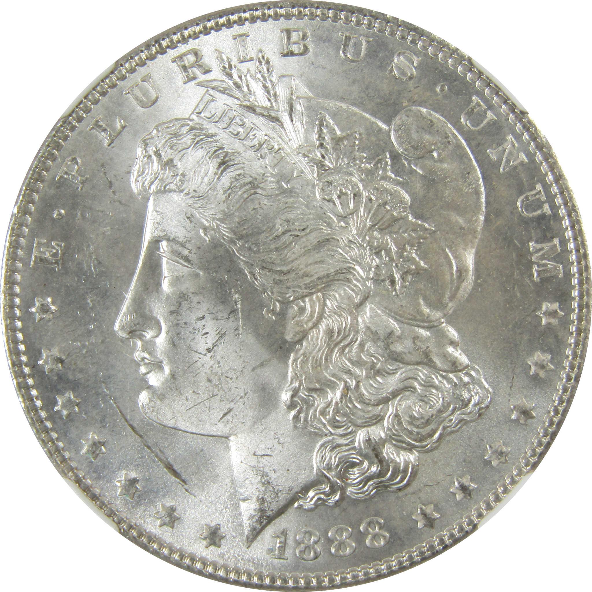1888 Morgan Silver Dollar Uncirculated Details NGC $1 Coin SKU:CP414 - Morgan coin - Morgan silver dollar - Morgan silver dollar for sale - Profile Coins & Collectibles