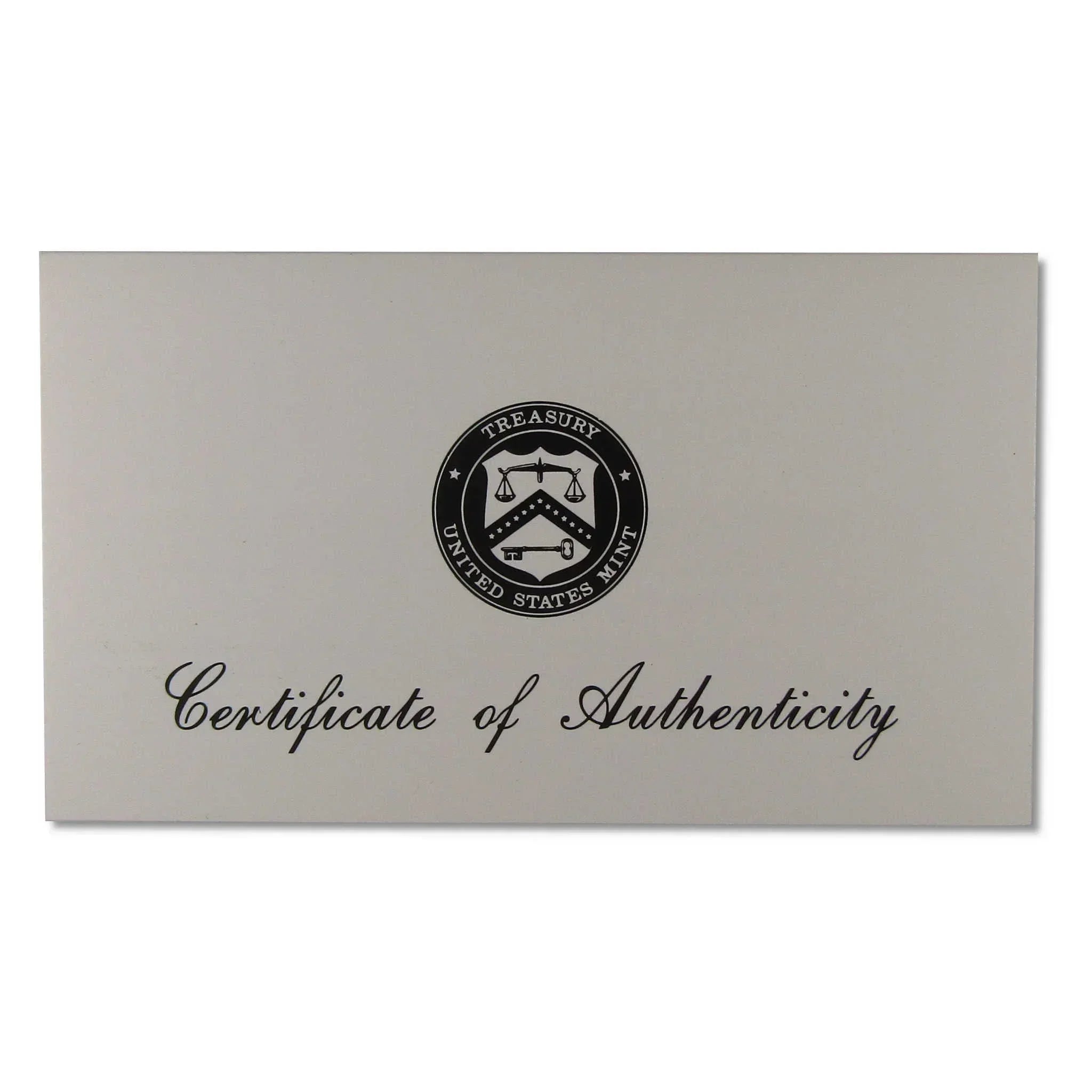 United States Mint Certificate of Authenticity for collectible coins