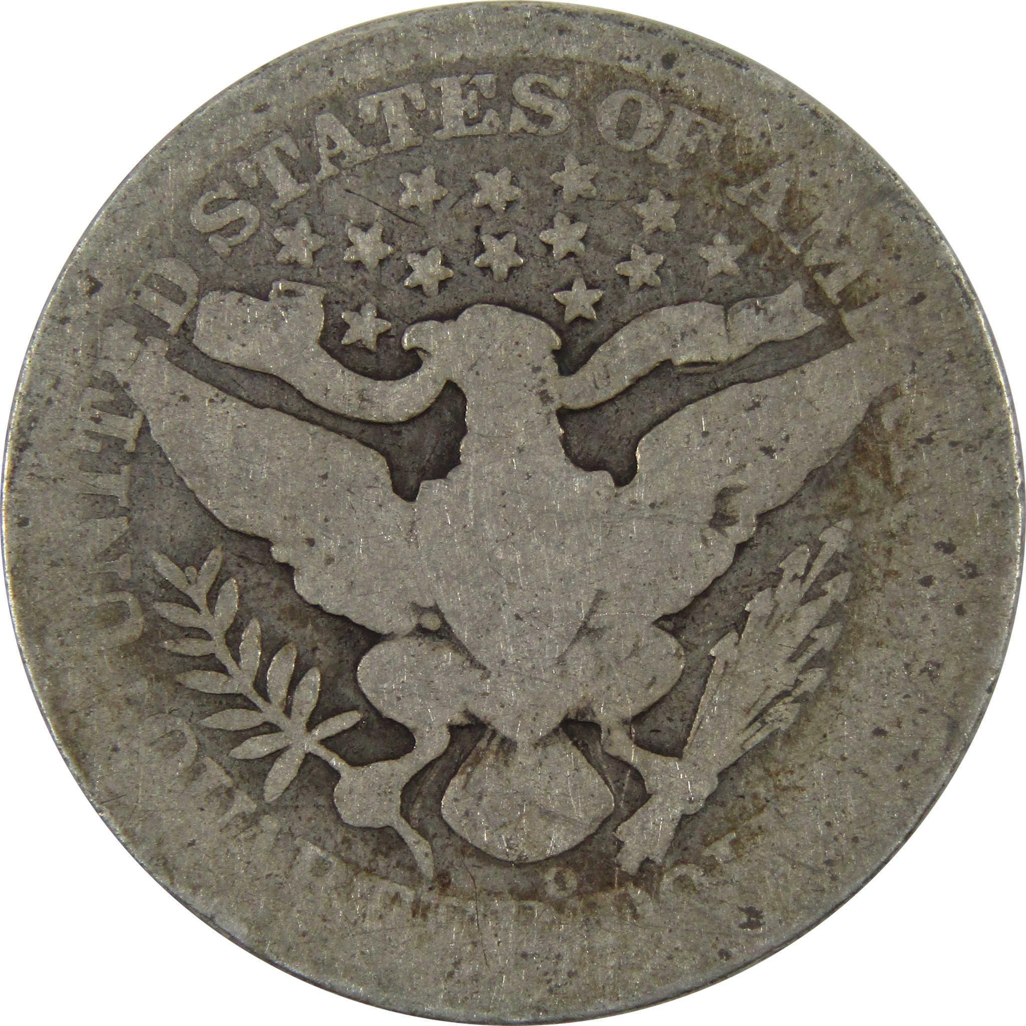 1905 O Barber Quarter AG About Good 90% Silver 25c Coin SKU:I8849