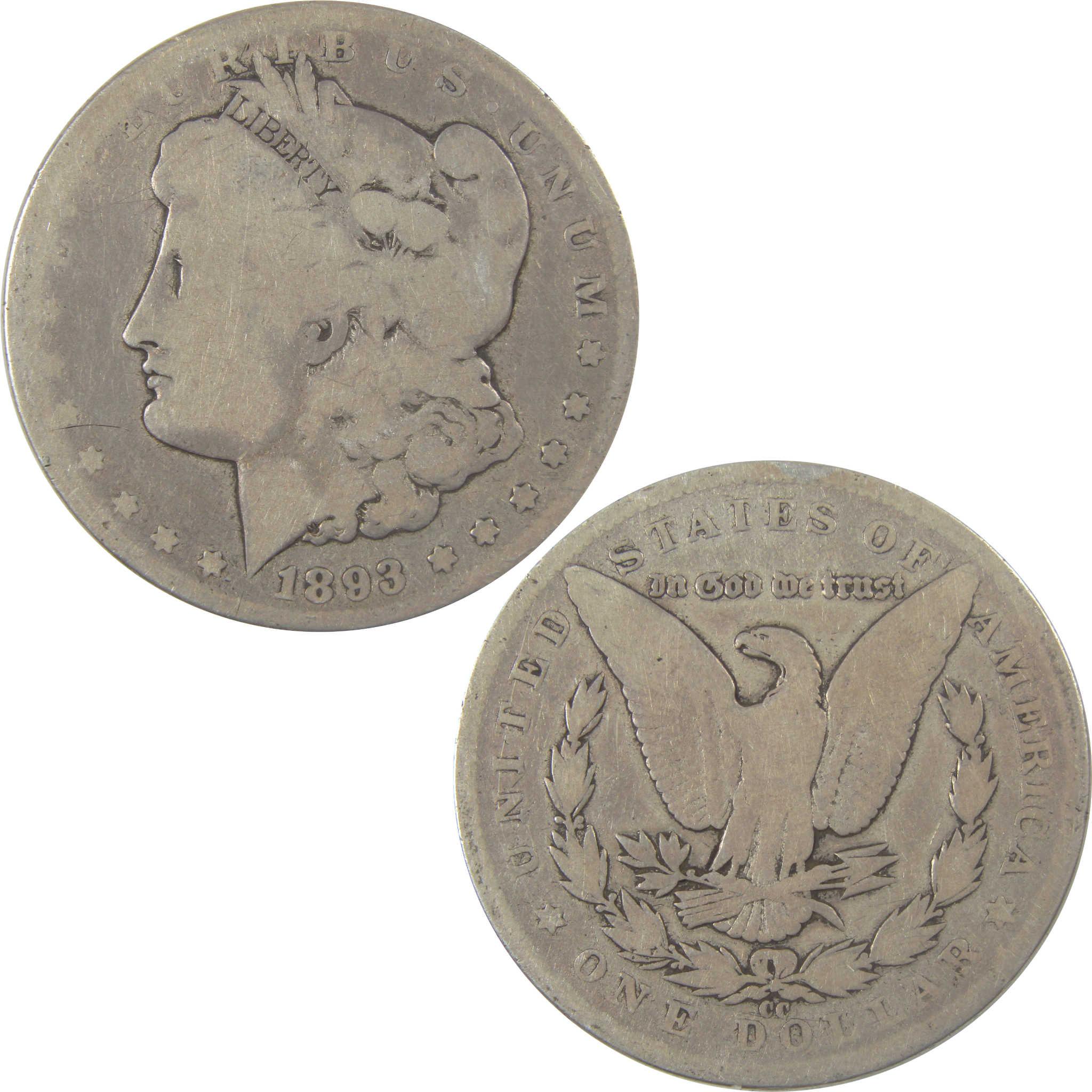 1893 CC Morgan Silver Dollar G Good $1 Coin SKU:I24610 - Morgan coin - Morgan silver dollar - Morgan silver dollar for sale - Profile Coins & Collectibles