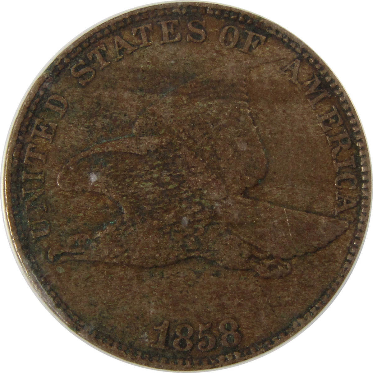 1858 Large Letters Flying Eagle Cent VF 35 ICG 1c Coin SKU:I29110