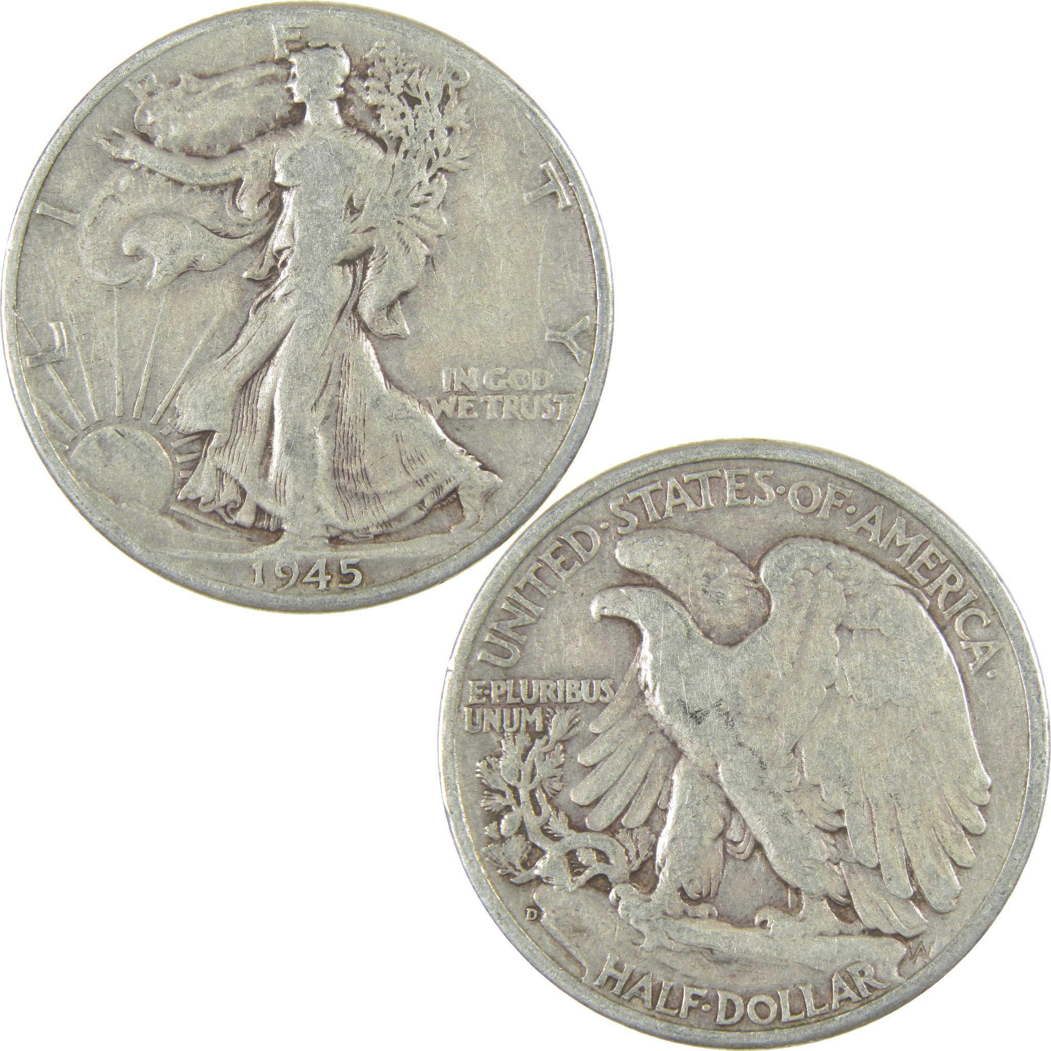 1945 D Liberty Walking Half Dollar G Good Silver 50c Coin
