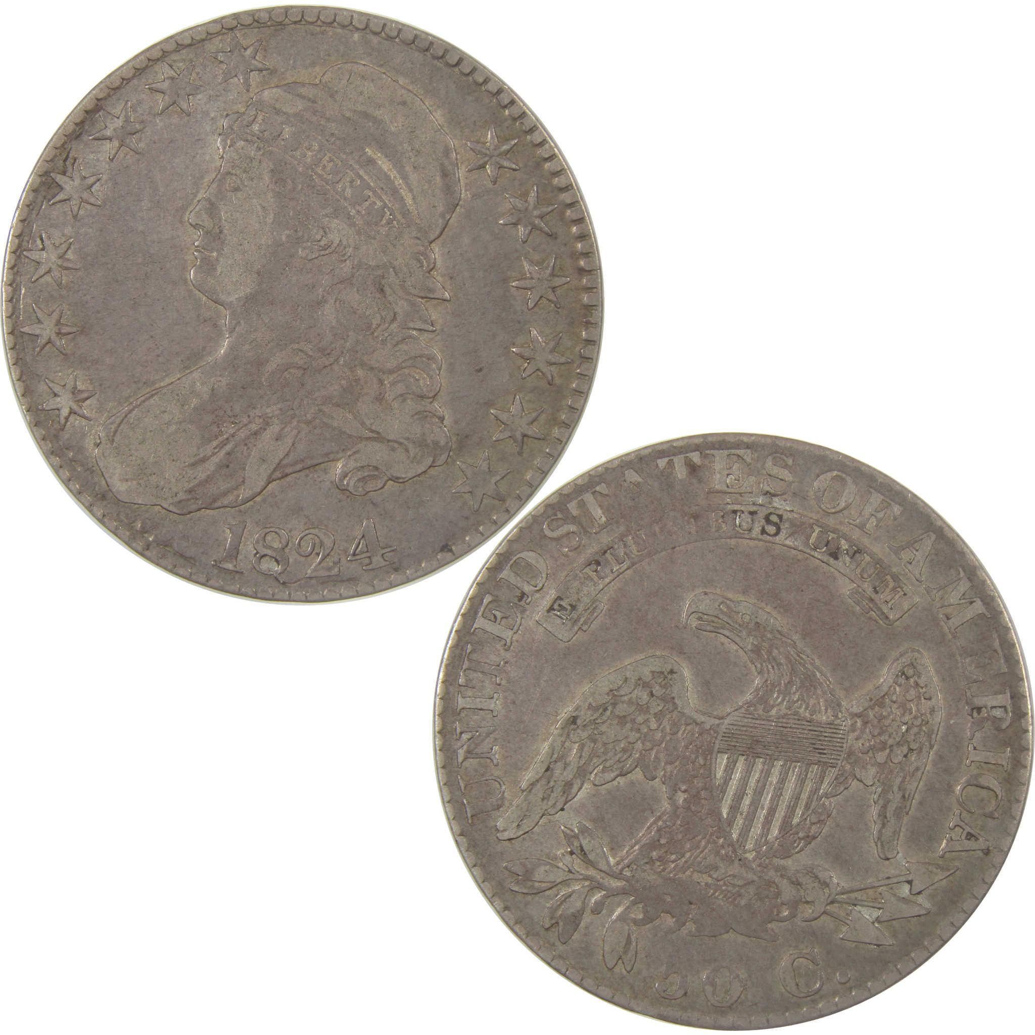 1824 Capped Bust Silver Half Dollar XF EF Extremely Fine 50c Coin