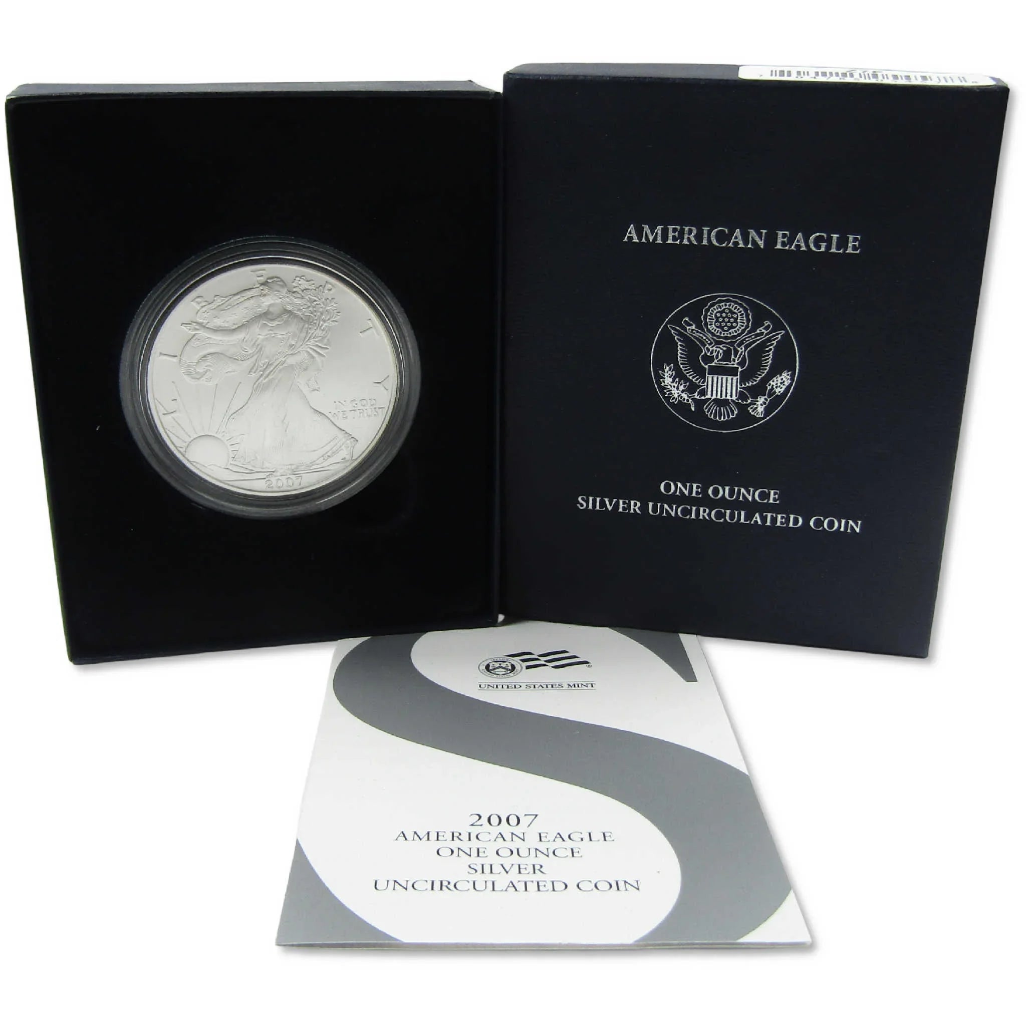 2007 W American Silver Eagle Uncirculated Burnished $1 Coin OGP COA