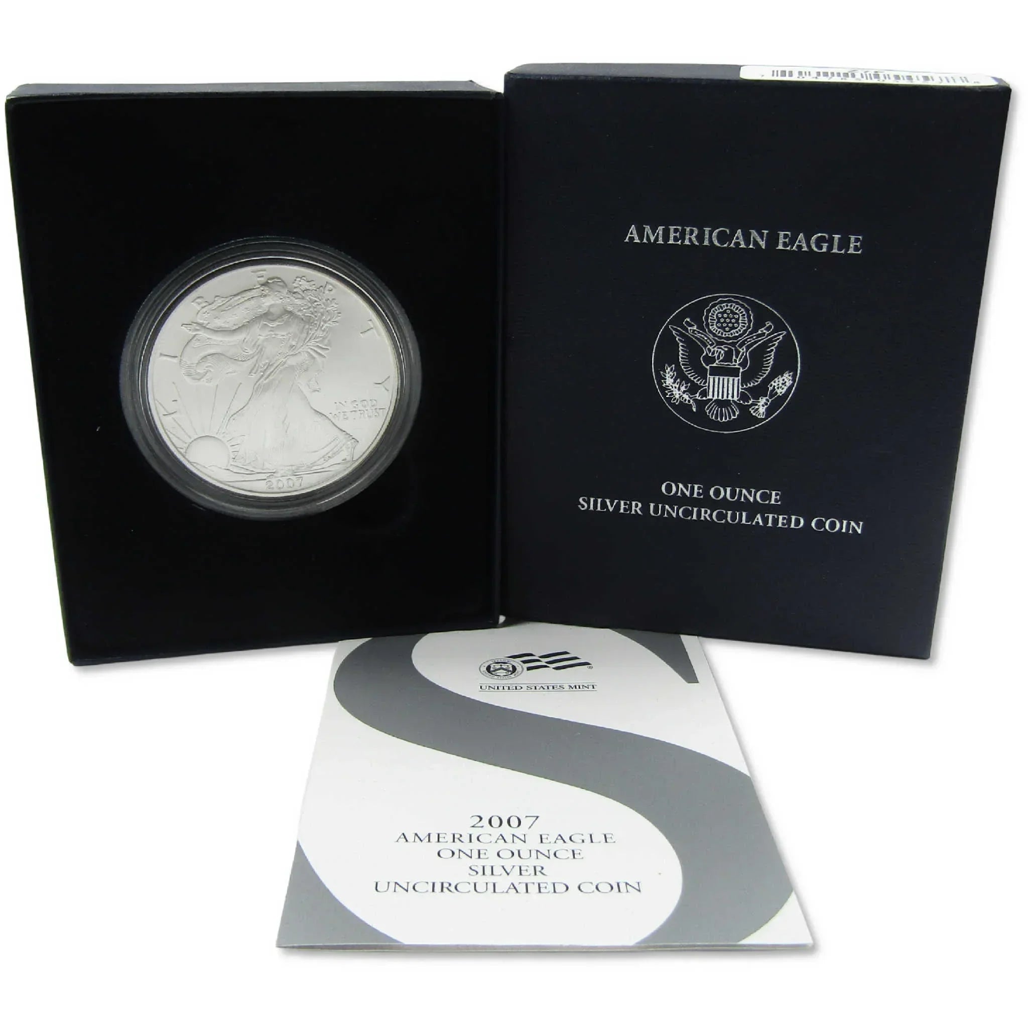 2007 W American Silver Eagle Uncirculated Burnished $1 Coin OGP COA