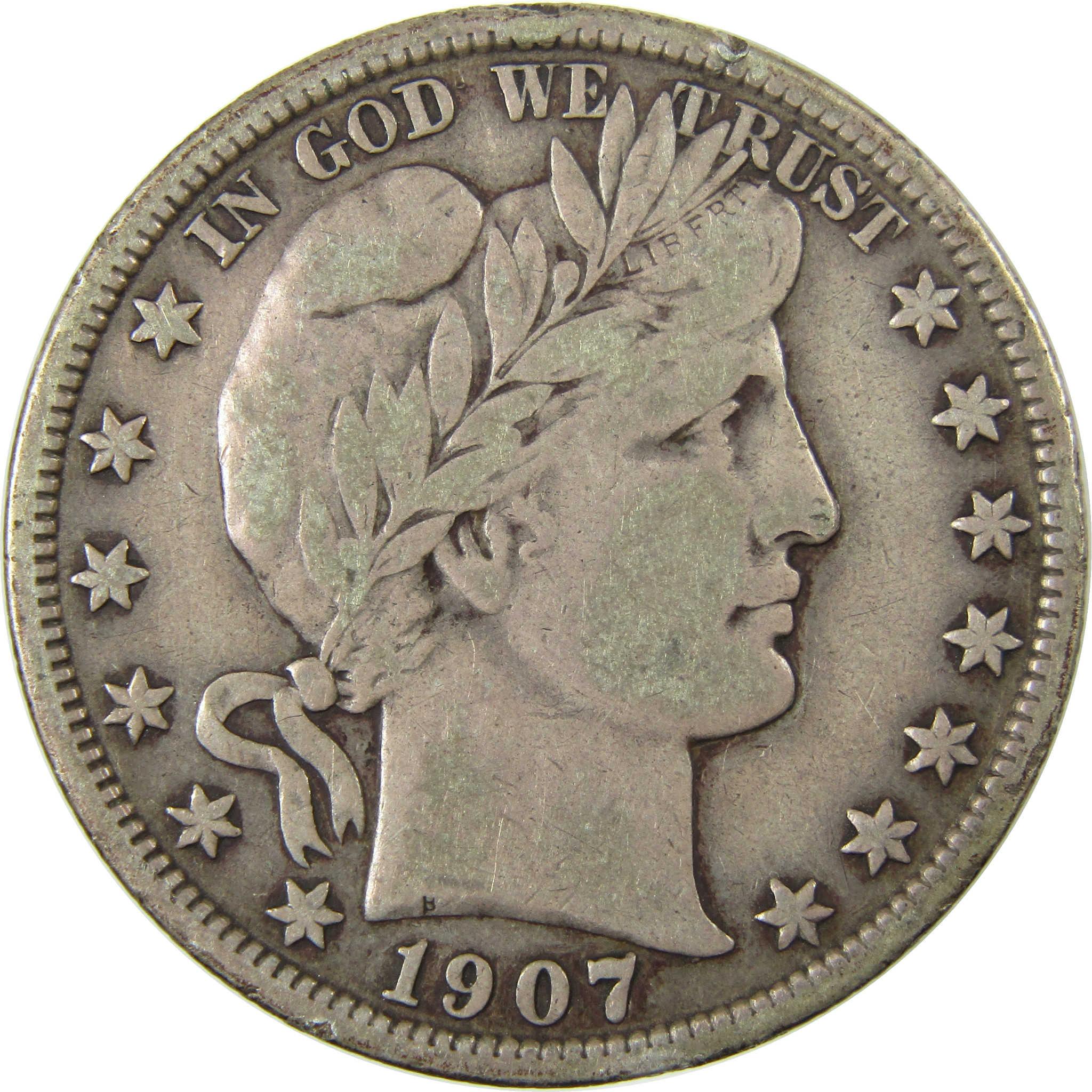1907 Barber Silver Half Dollar VF Very Fine 50c Coin SKU:I27824