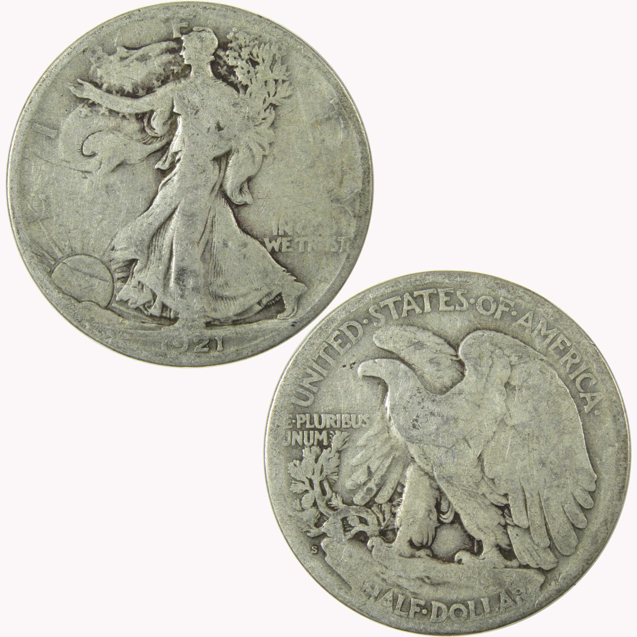 1921 S Liberty Walking Silver 50c VG Very Good Details SKU:CP1457