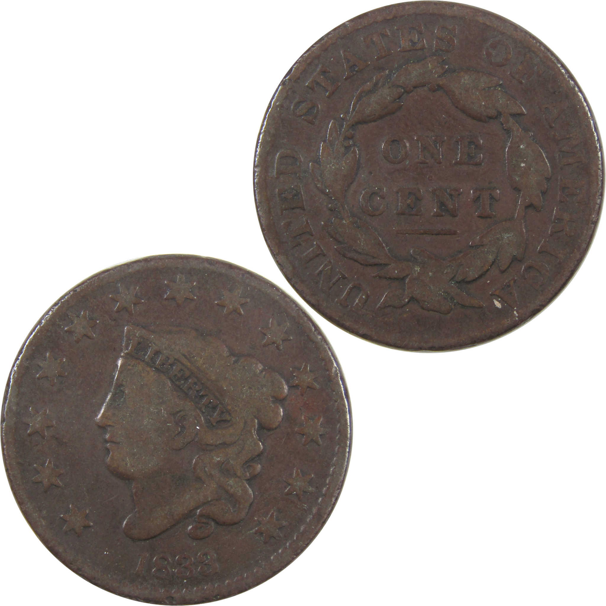 1833 Coronet Head Large Cent VG Very Good Copper Penny SKU:I17955
