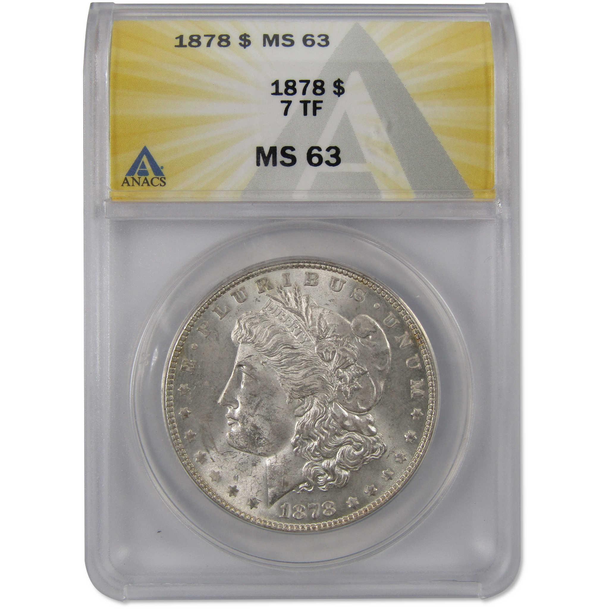1878 7TF Rev 78 Morgan Dollar MS 63 ANACS 90% Silver $1 SKU:I10161 - Morgan coin - Morgan silver dollar - Morgan silver dollar for sale - Profile Coins & Collectibles