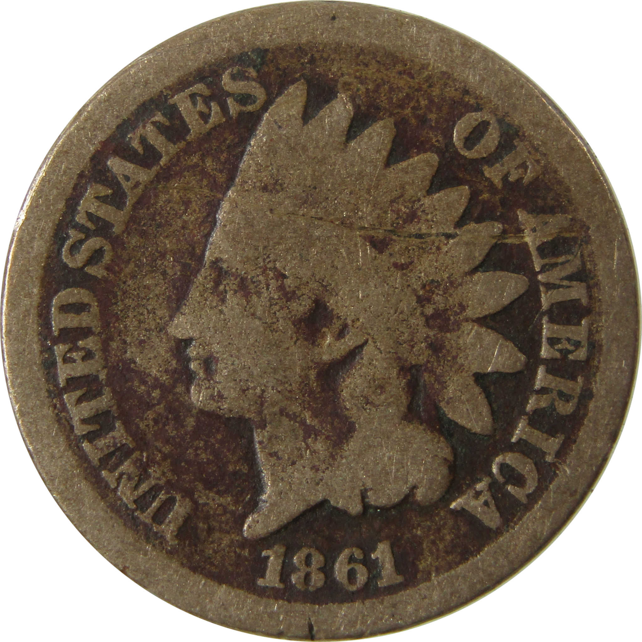 1861 Indian Head Cent G Good Details Penny 1c Coin SKU:CP1206