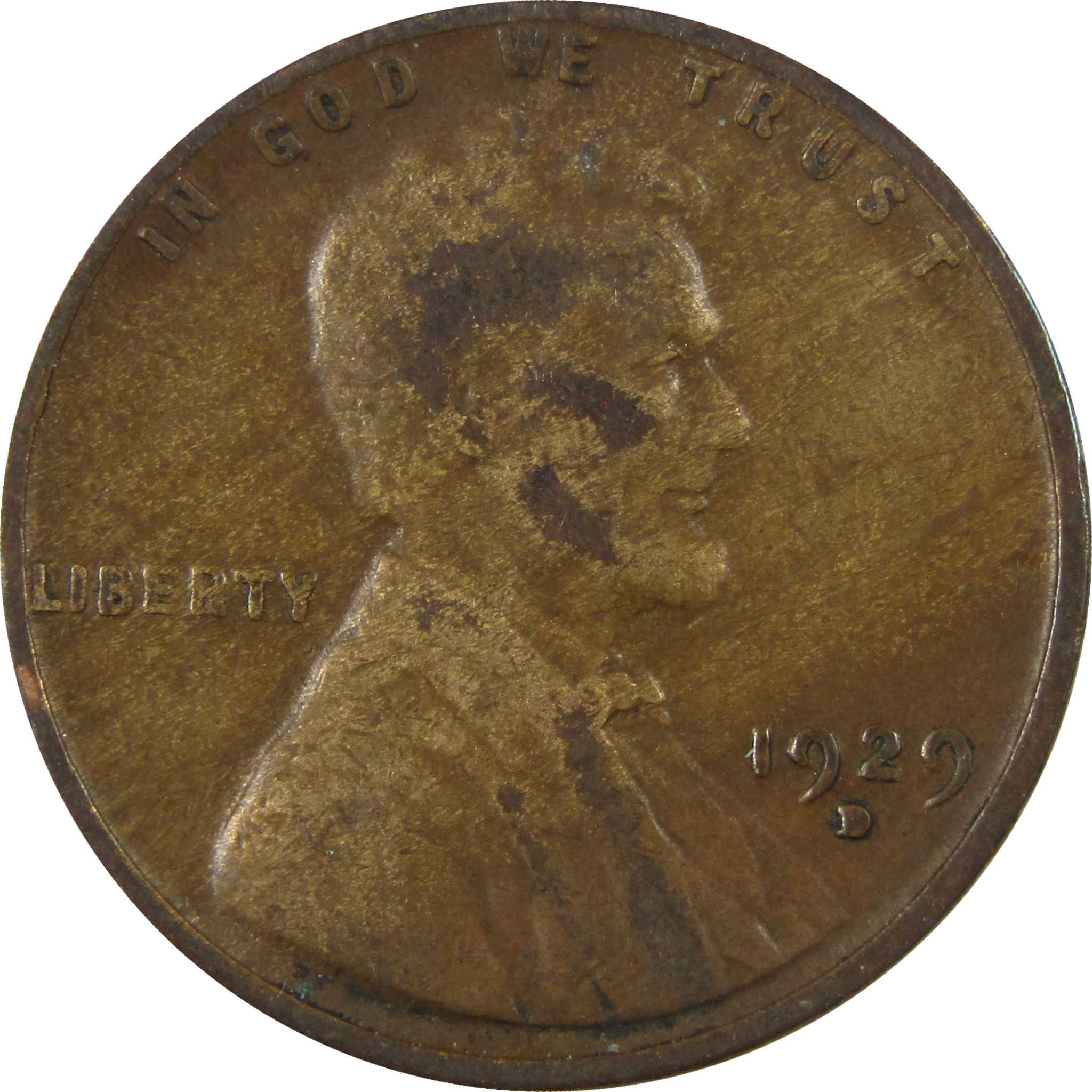 1929 D Lincoln Wheat Cent VG Very Good Penny 1c Coin SKU:I27205