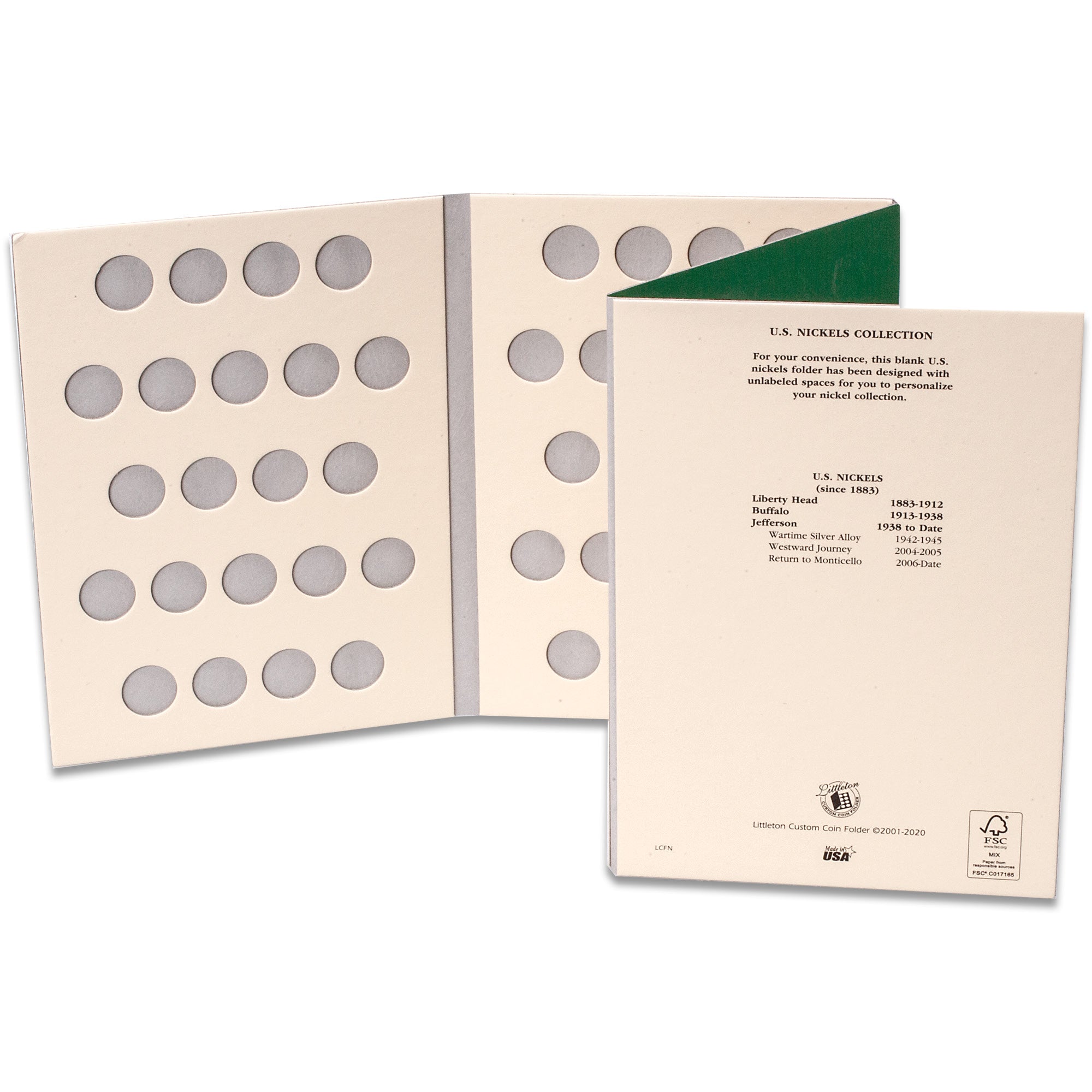 Blank U.S Nickel Folder Littleton Coin Company