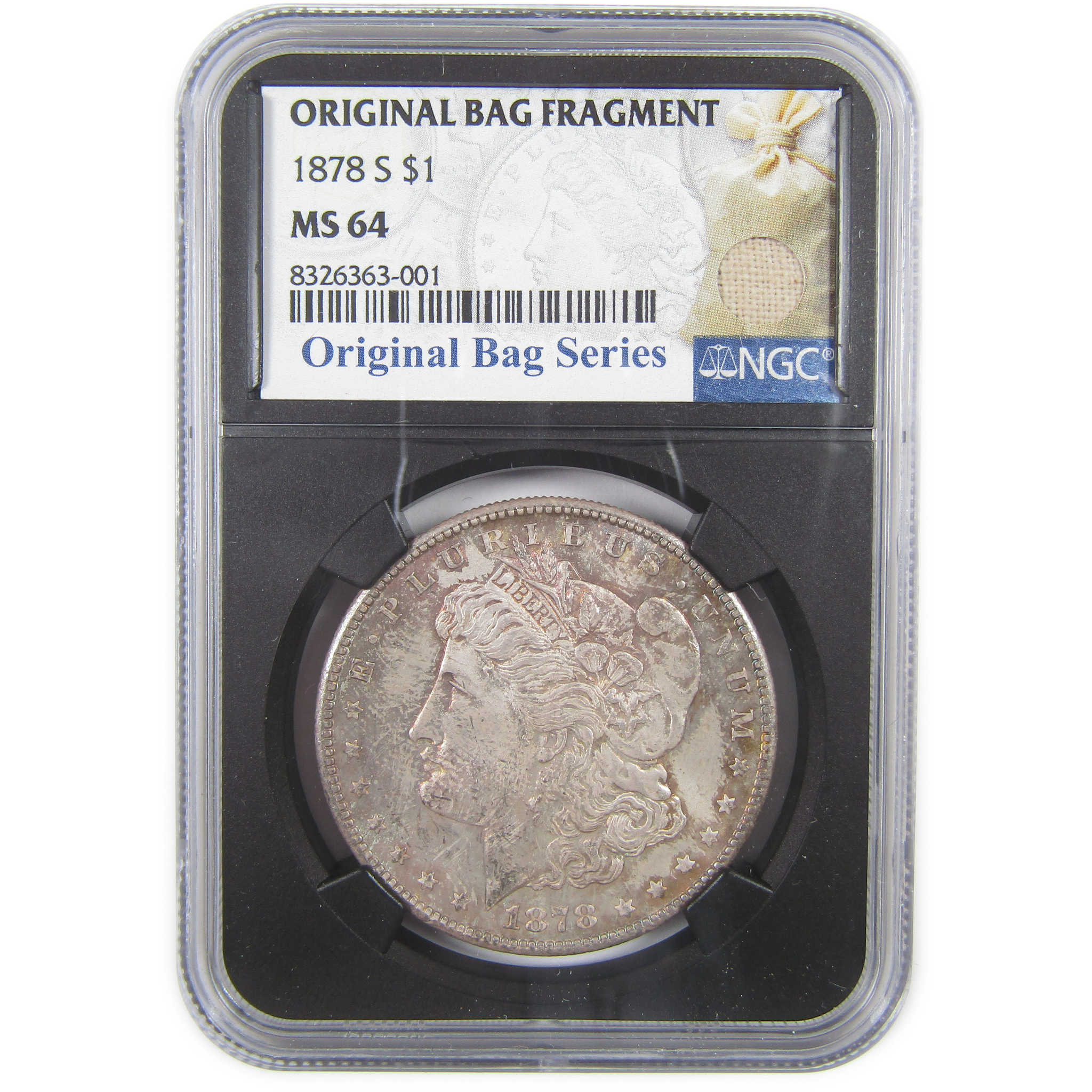 1878 S Morgan Dollar MS 64 NGC Silver Bag Fragment Toned SKU:I18300