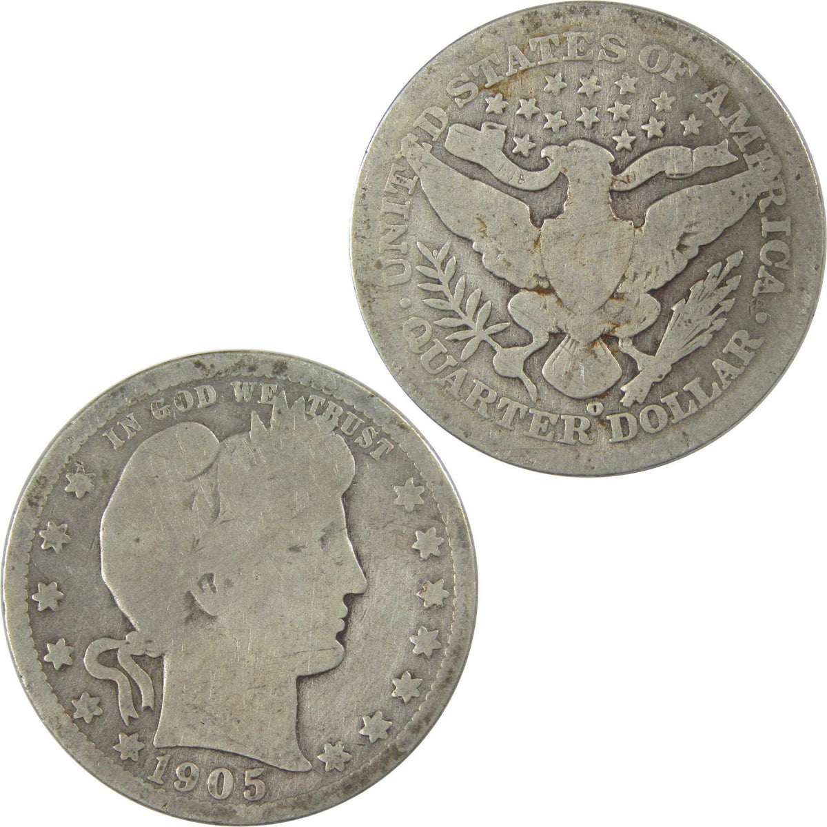 1905 O Barber Quarter G Good Details Silver 25c Coin SKU:I21832