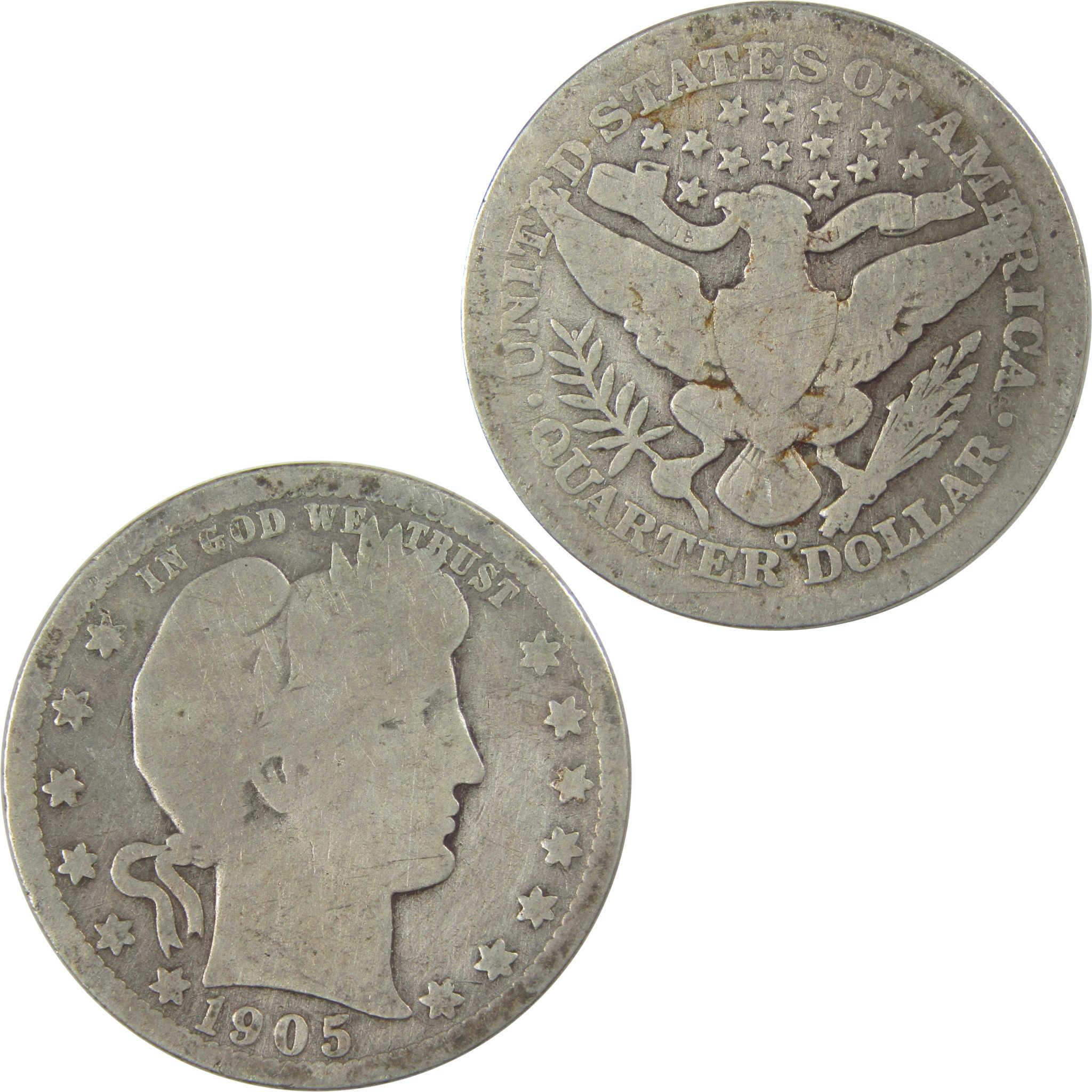 1905 O Barber Quarter G Good Details Silver 25c Coin SKU:I21832