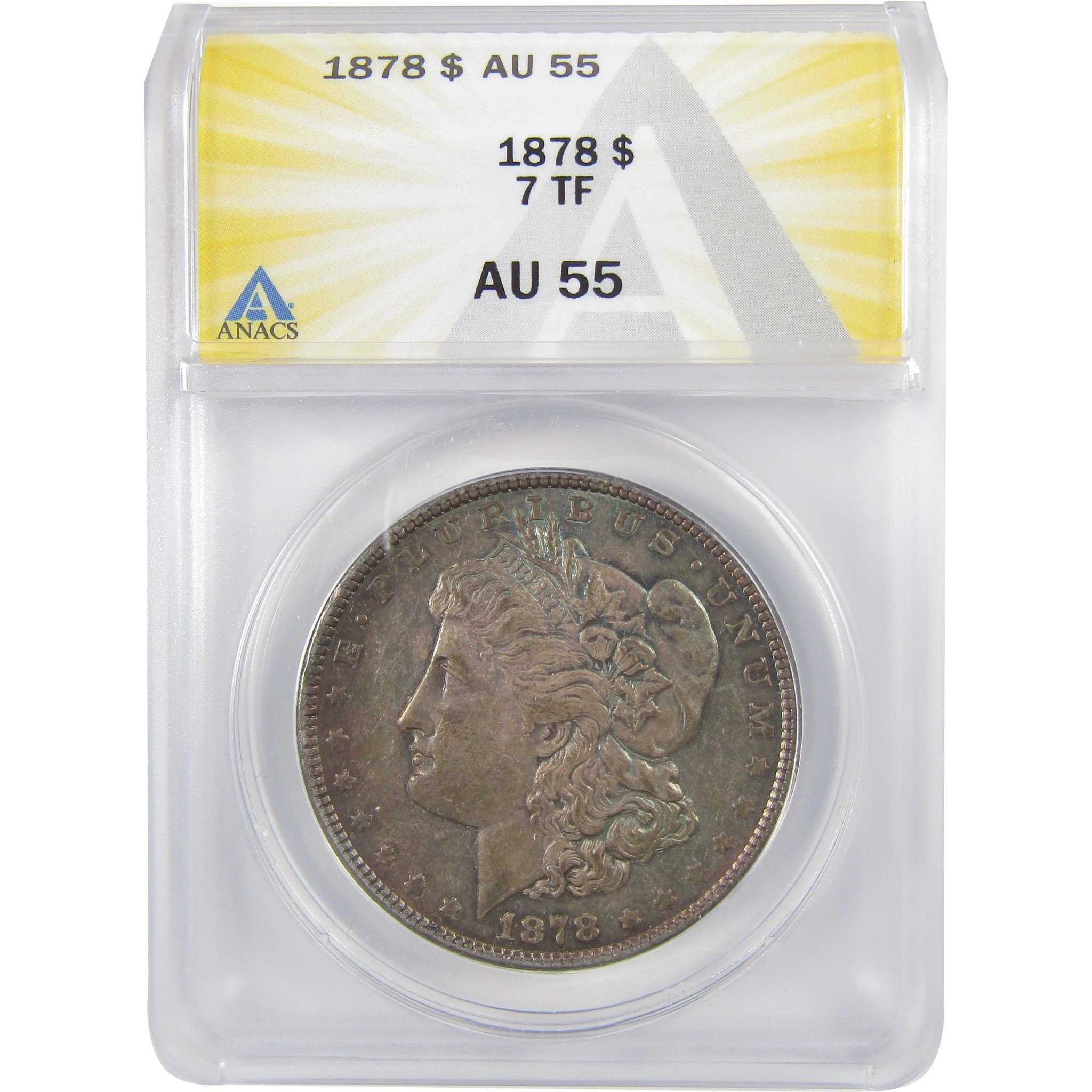 1878 7TF Rev 78 Morgan Silver Dollar AU 55 ANACS $1 Coin SKU:I25656 - Morgan coin - Morgan silver dollar - Morgan silver dollar for sale - Profile Coins & Collectibles